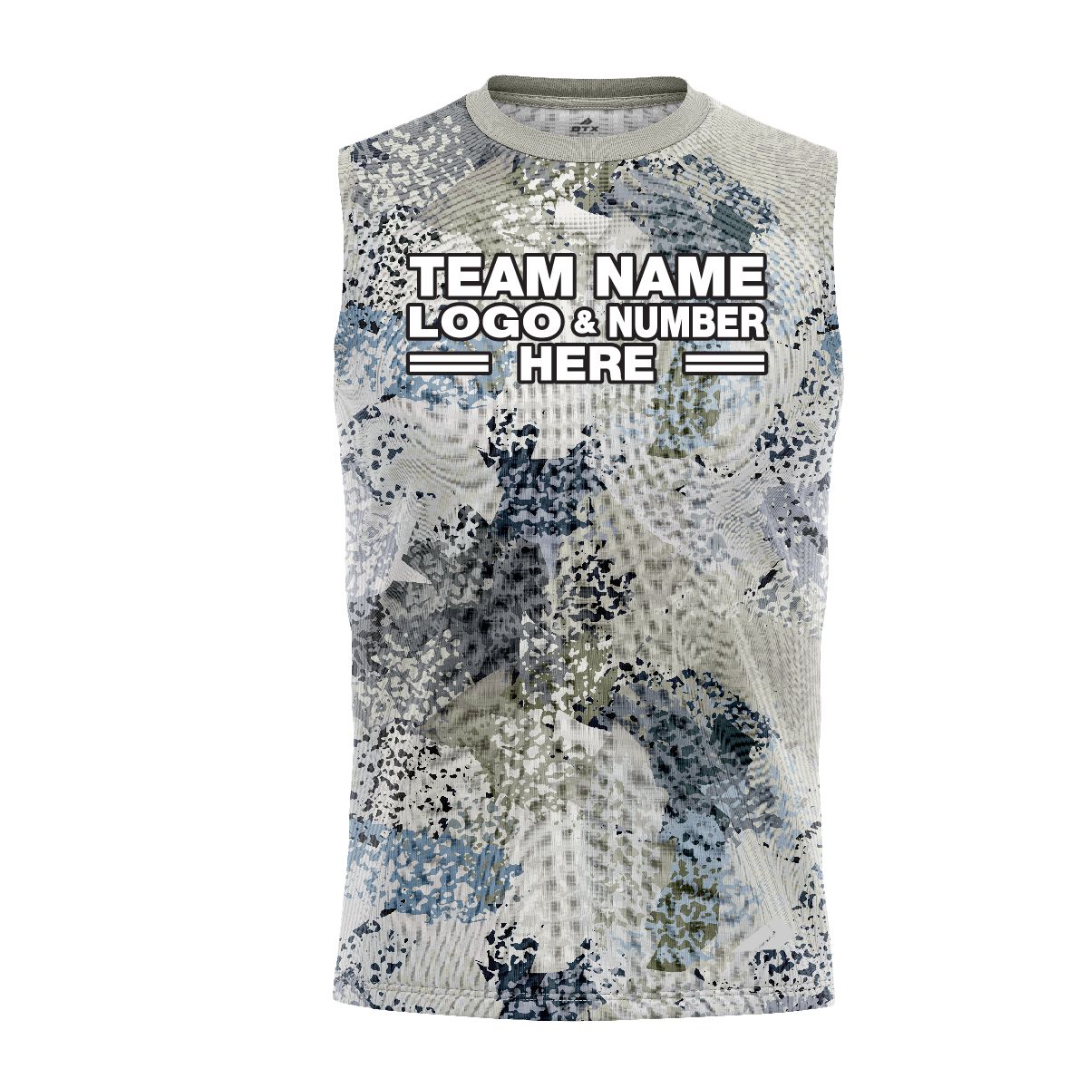 Custom Fully Sublimated Brushes Pattern Blue White Performance Sleeveless 13651