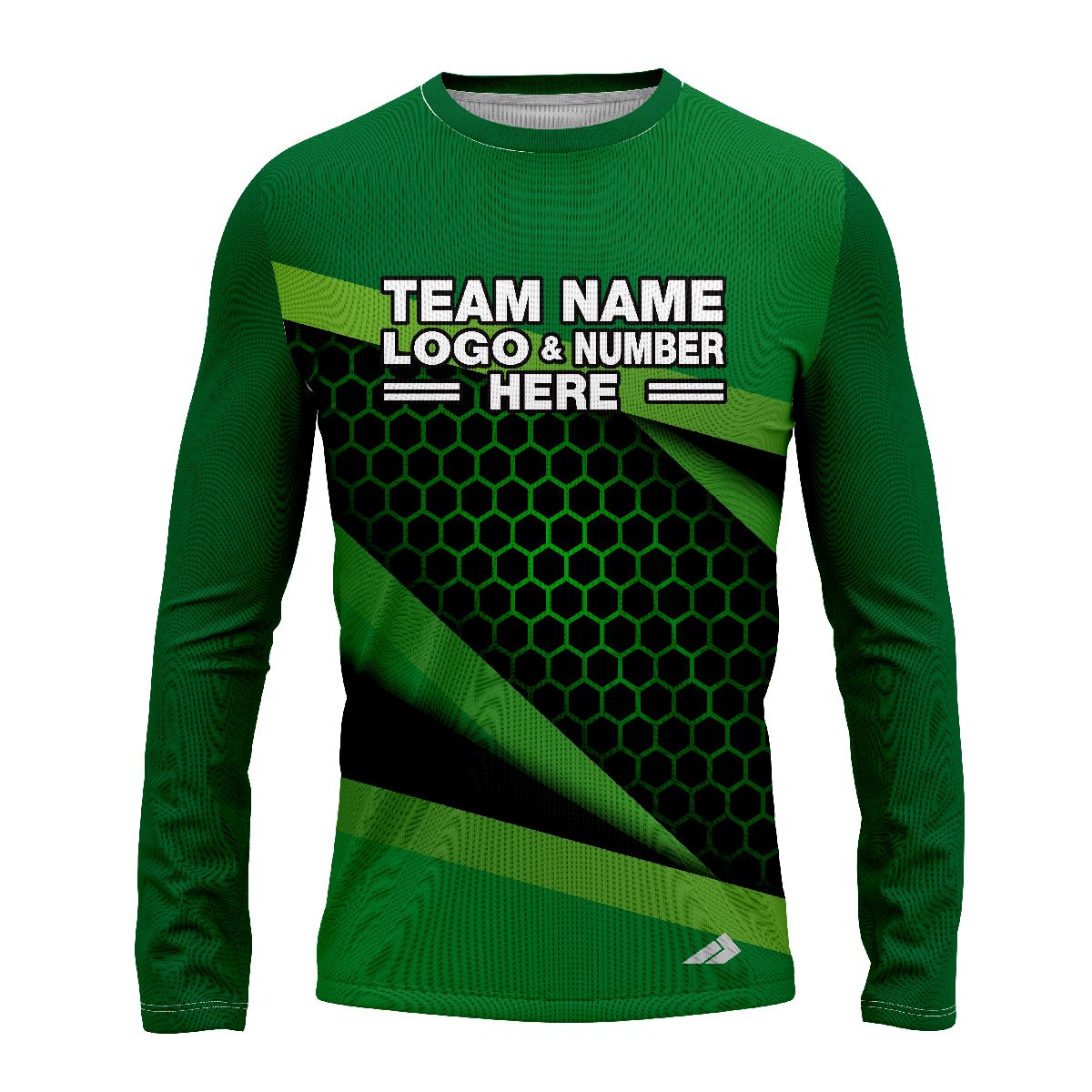 Custom Fully Sublimated Geometric Burst Neon Pattern Green Black Performance Long Sleeves