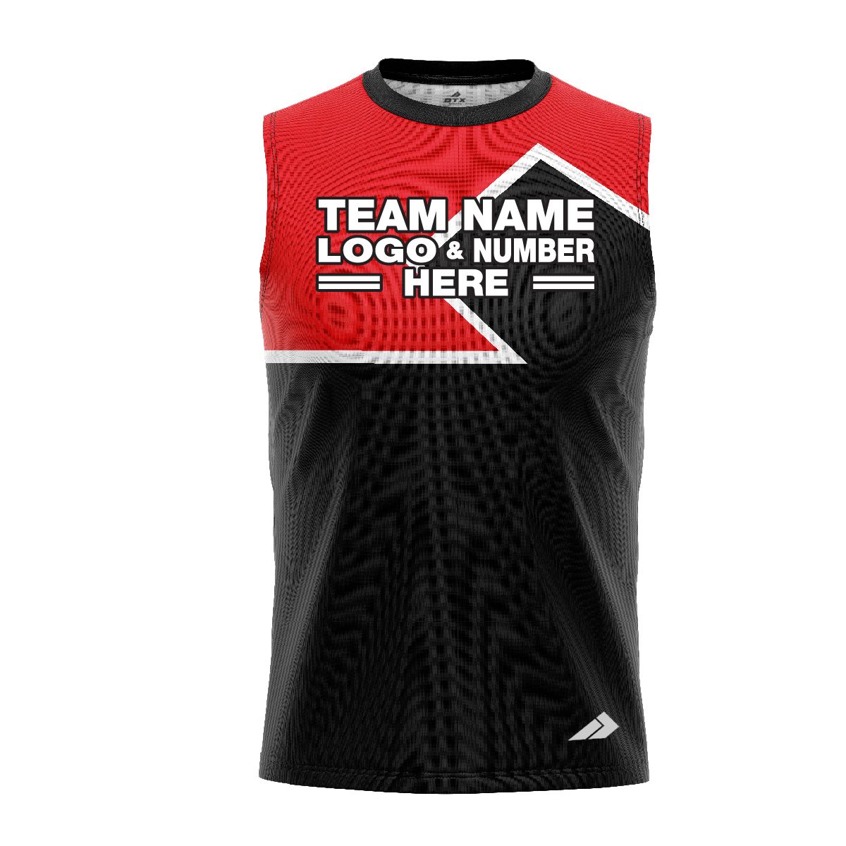 Custom Fully Sublimated Puzzle Pattern Red Black Performance Sleeveless 13707