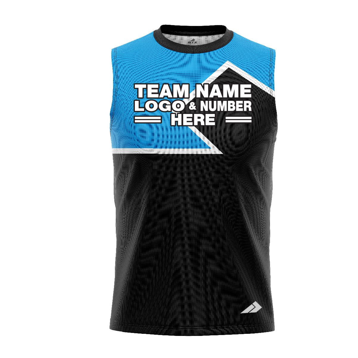 Custom Fully Sublimated Puzzle Pattern SkyBlue Black Performance Sleeveless 13715