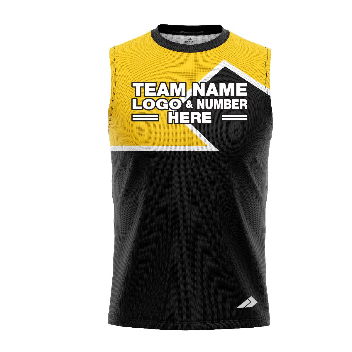 Custom Fully Sublimated Puzzle Pattern Yellow Black Performance Sleeveless 13719