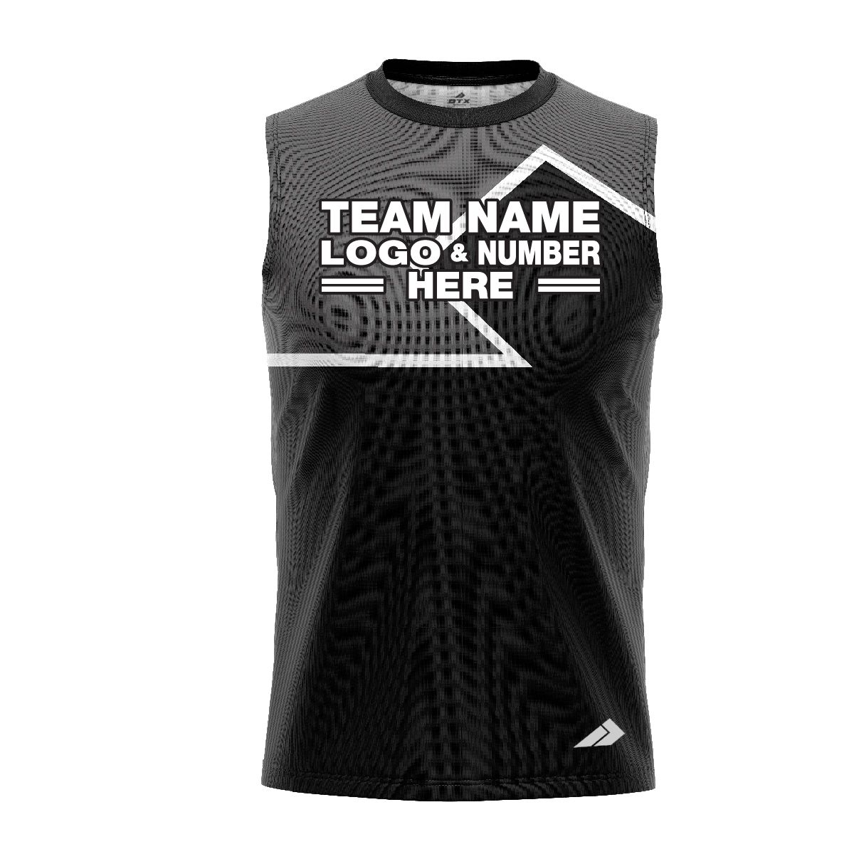 Custom Fully Sublimated Puzzle Pattern Gray Black Performance Sleeveless 13723