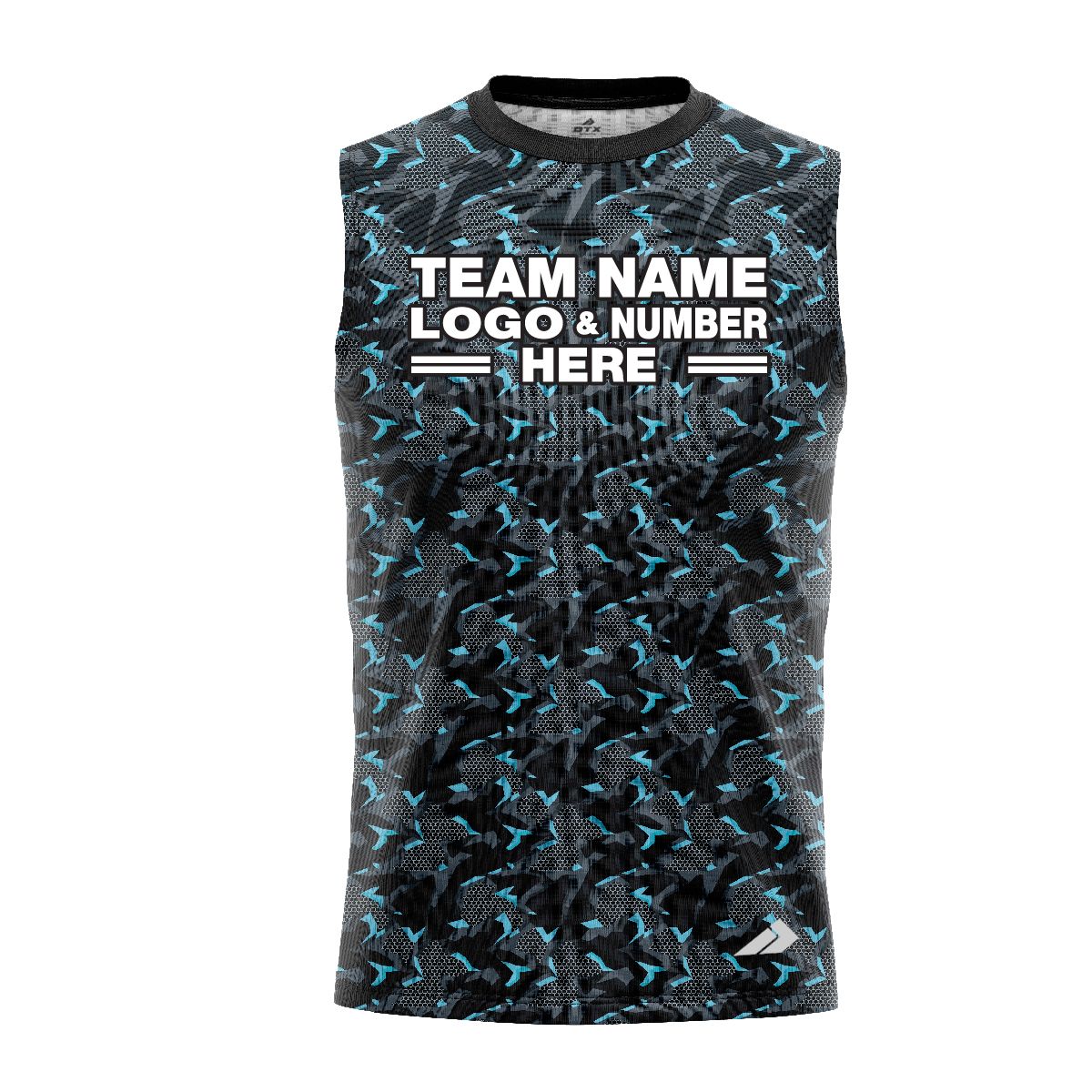 Custom Fully Sublimated Tactical Pattern Blue Gray Black Performance Sleeveless 13727