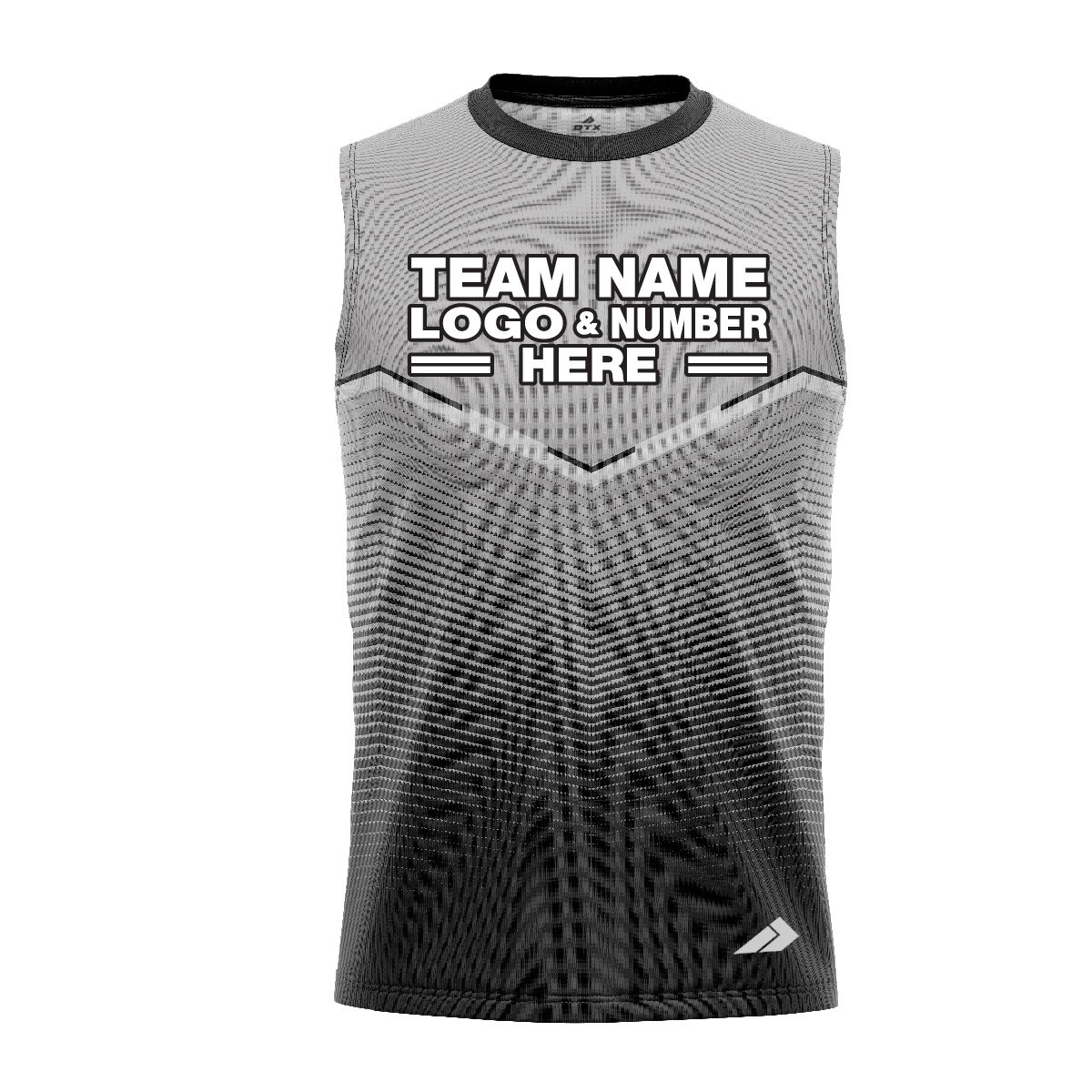 Custom Fully Sublimated Bold  Pattern Black Gray Performance Sleeveless 13787