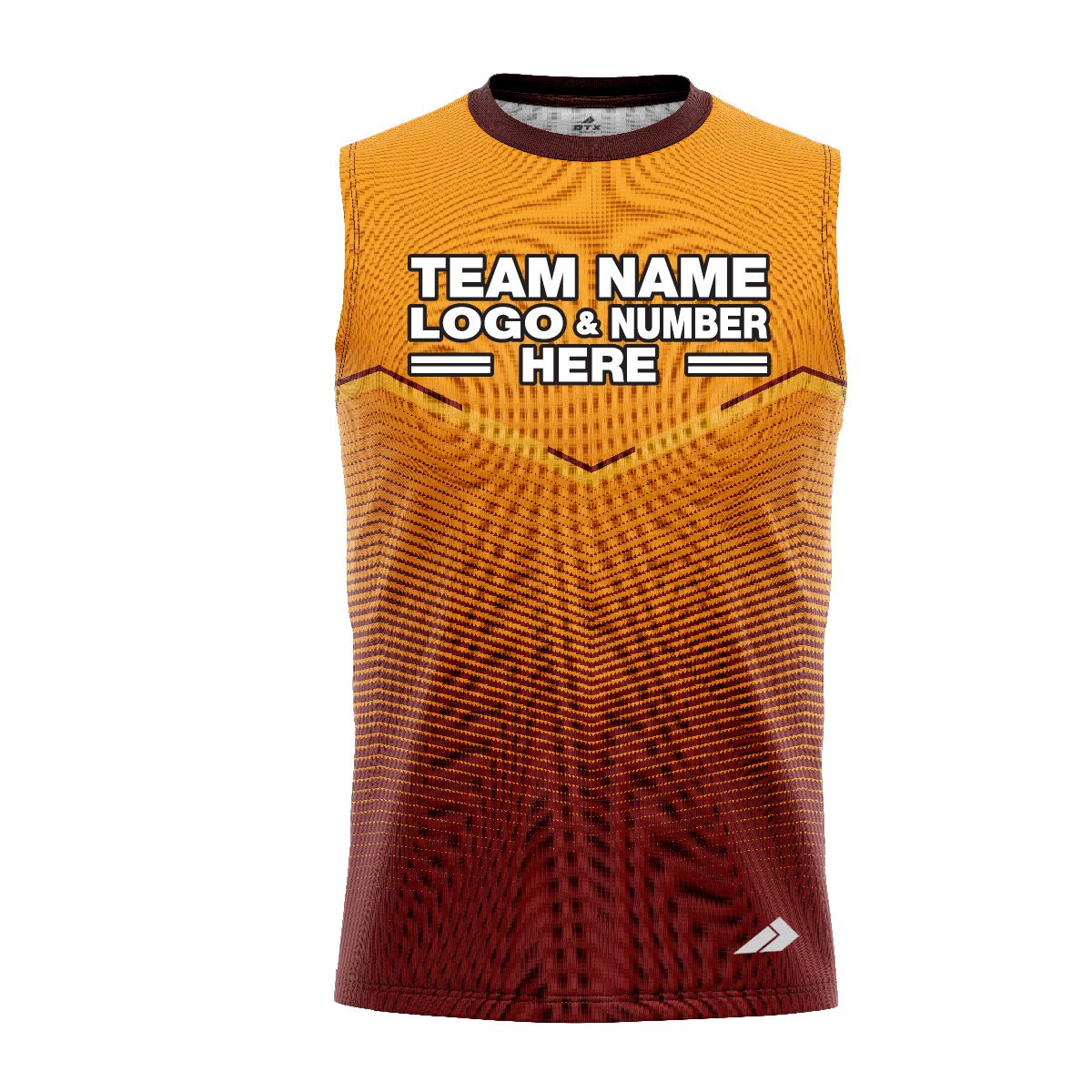 Custom Fully Sublimated Bold Pattern Orange Red Performance Sleeveless 13791