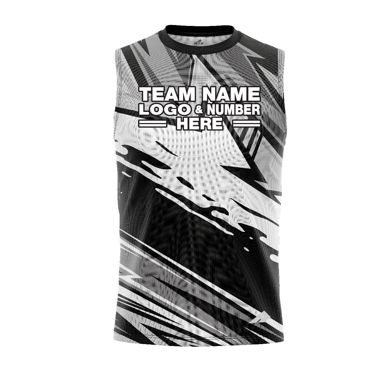Custom Fully Sublimated Energetic Pattern Black Gray White Performance Sleeveless 13803