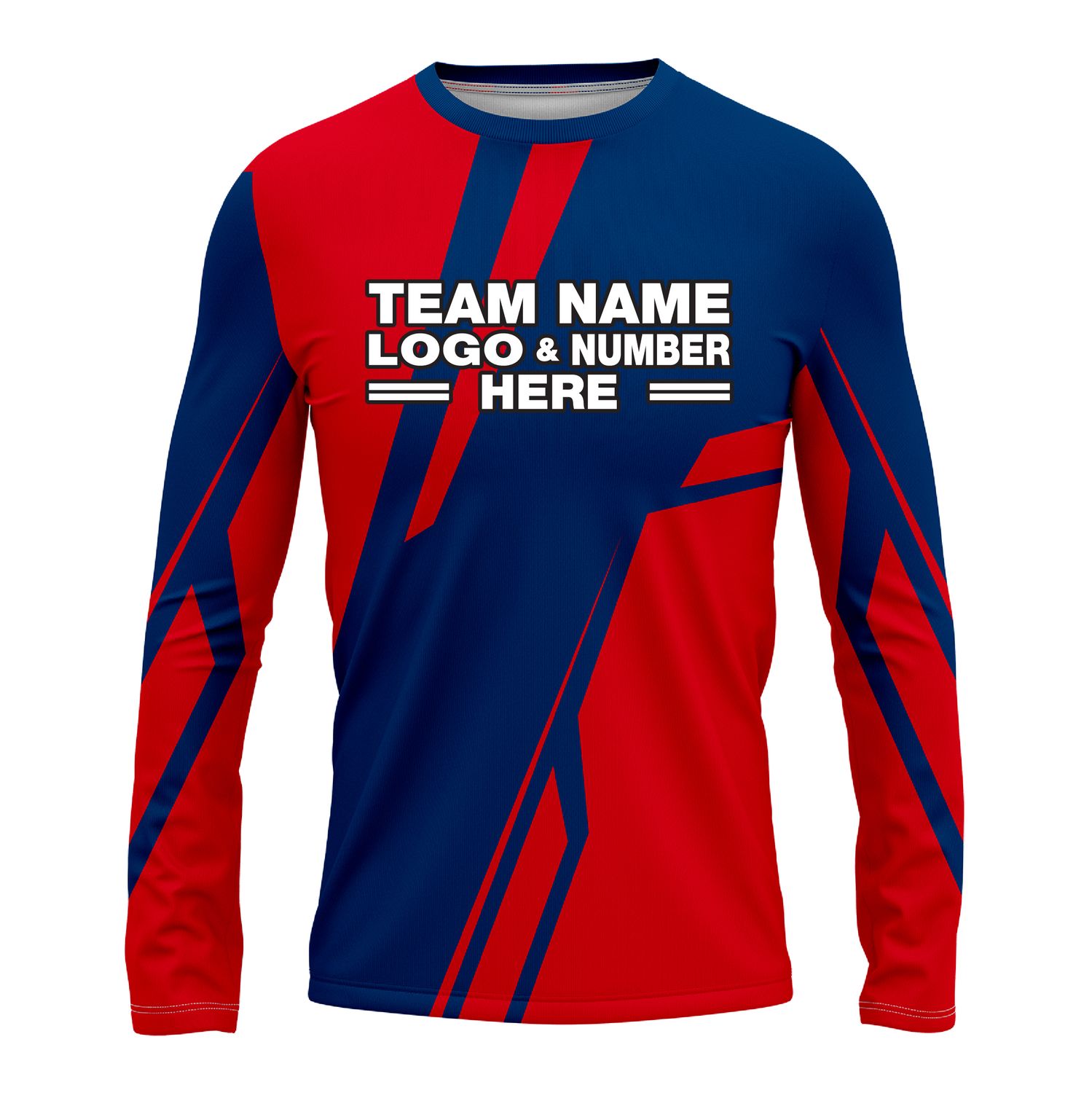 Custom Fully Sublimated Break Point Pattern Blue Red Performance Long Sleeves 13811