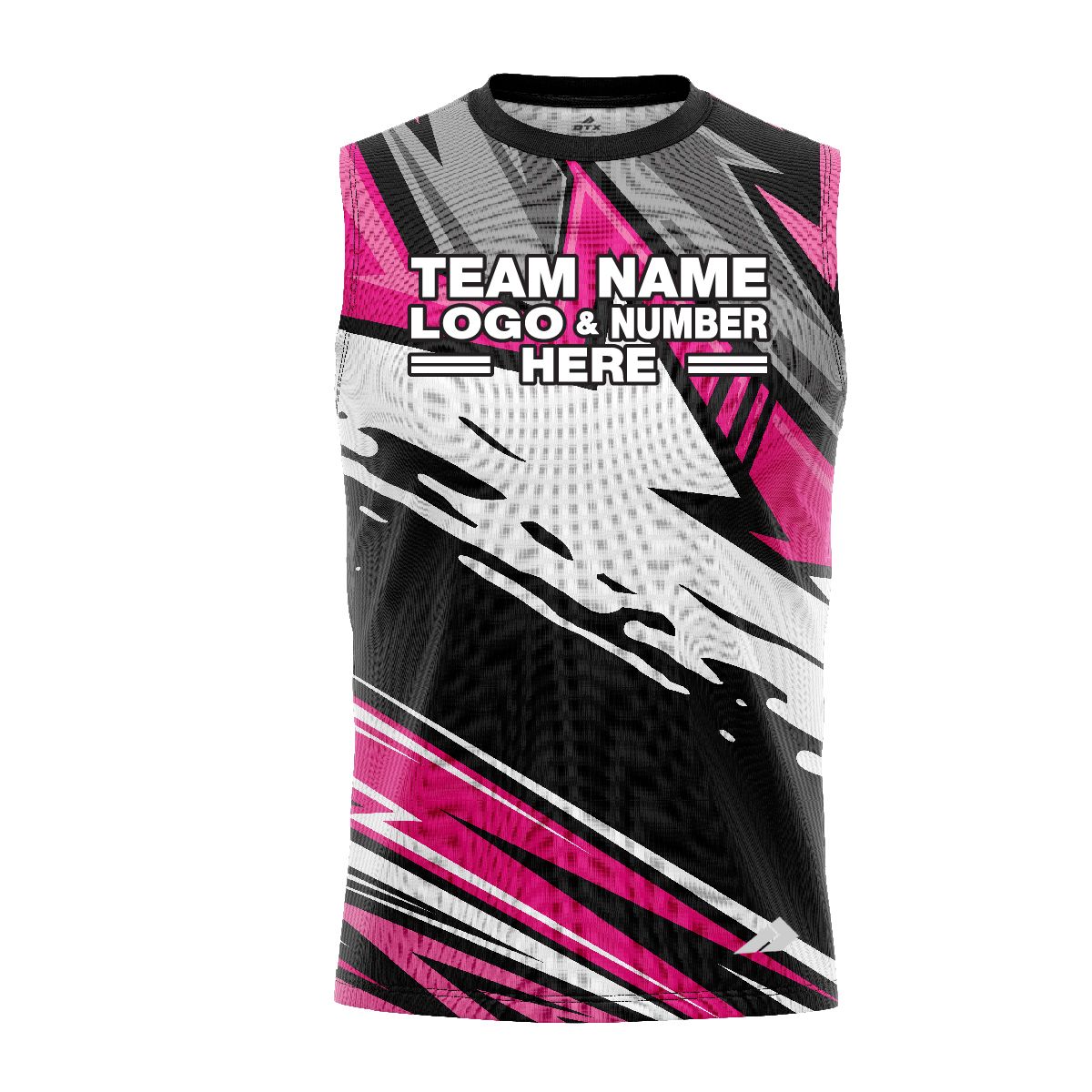 Custom Fully Sublimated Energetic Pattern Black Gray Pink Performance Sleeveless 13839