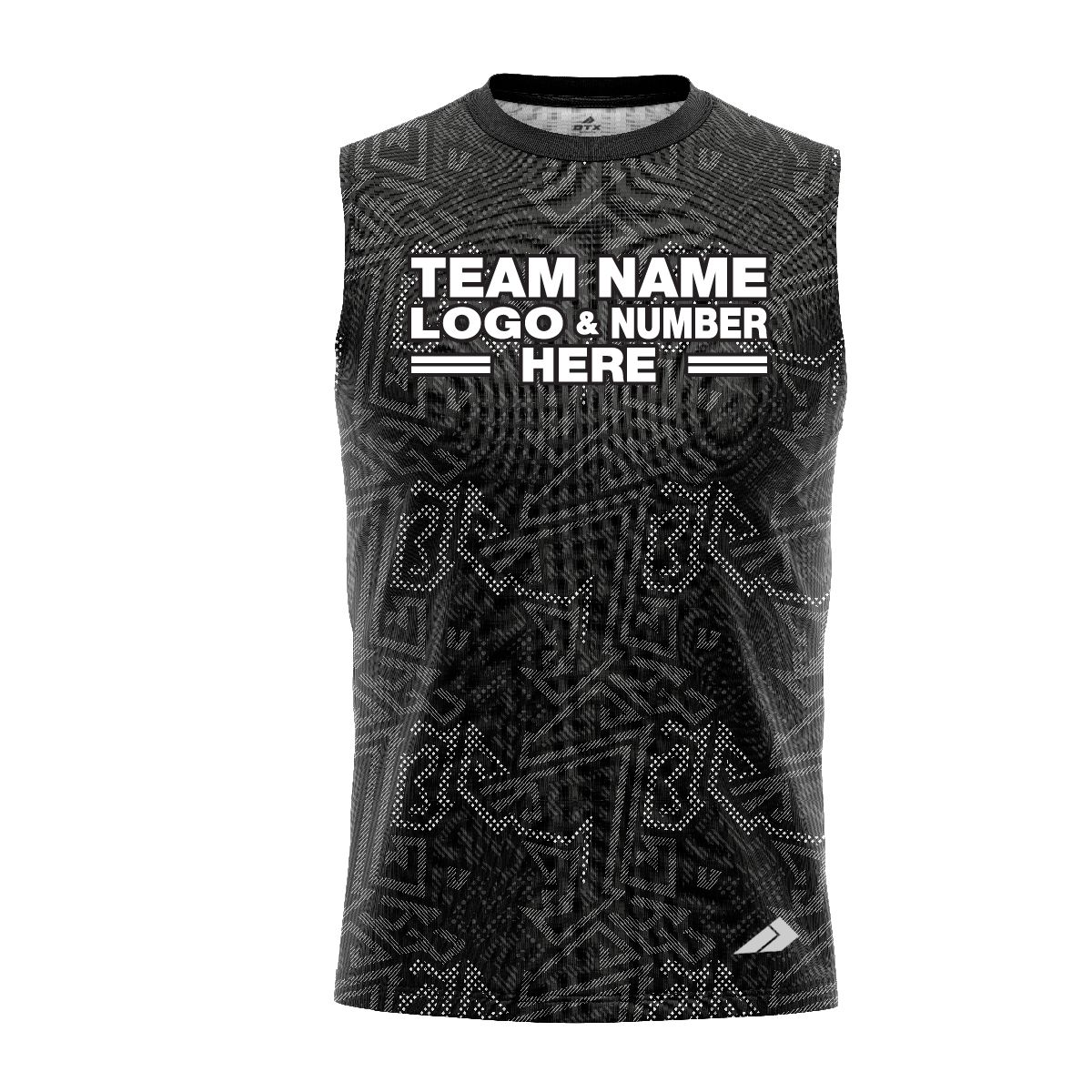 Custom Fully Sublimated Psychedelic Pattern Black Gray Performance Sleeveless 13855