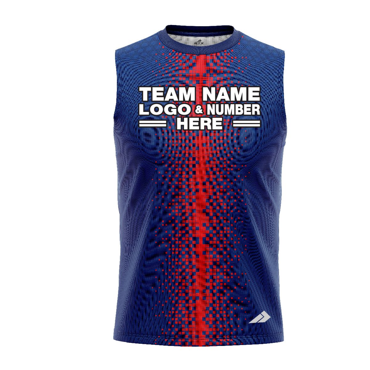 Custom Fully Sublimated Pixel Stripe Pattern Blue Red Performance Sleeveless 13871
