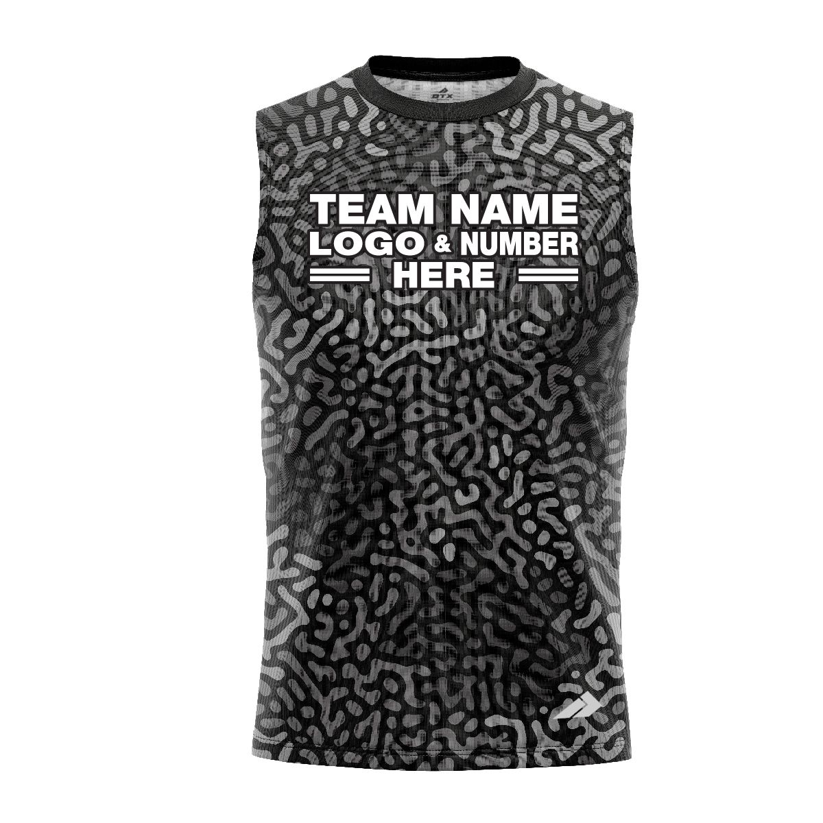 Custom Fully Sublimated Monochrome Maze Pattern Black Performance Sleeveless 13891