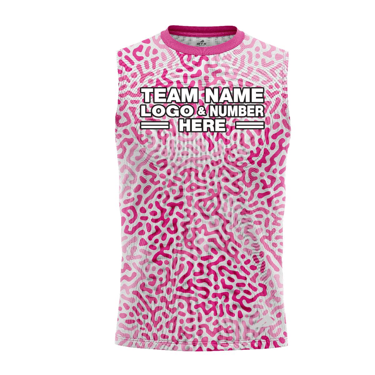 Custom Fully Sublimated Monochrome Maze Pattern Pink Performance Sleeveless 13895