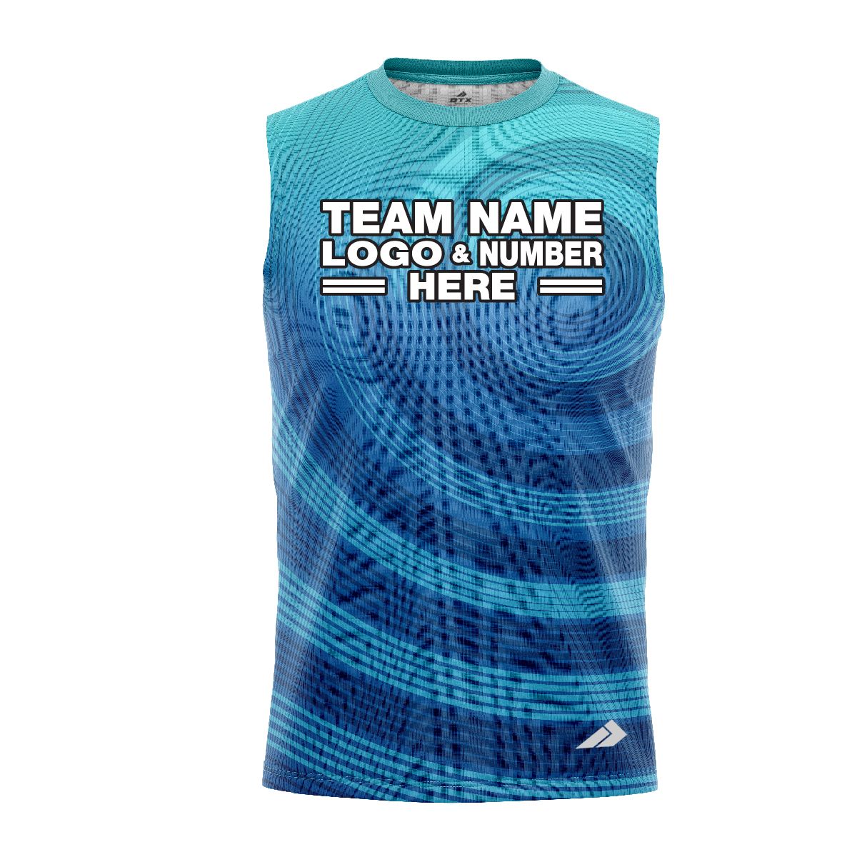 Custom Fully Sublimated Spiral Pattern Blues Performance Sleeveless 13899