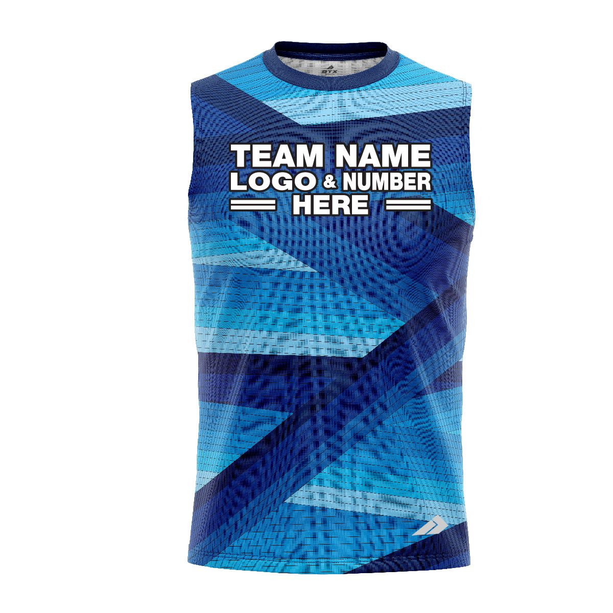Custom Fully Sublimated Wrapped Lines Pattern Blues Performance Sleeveless 13907