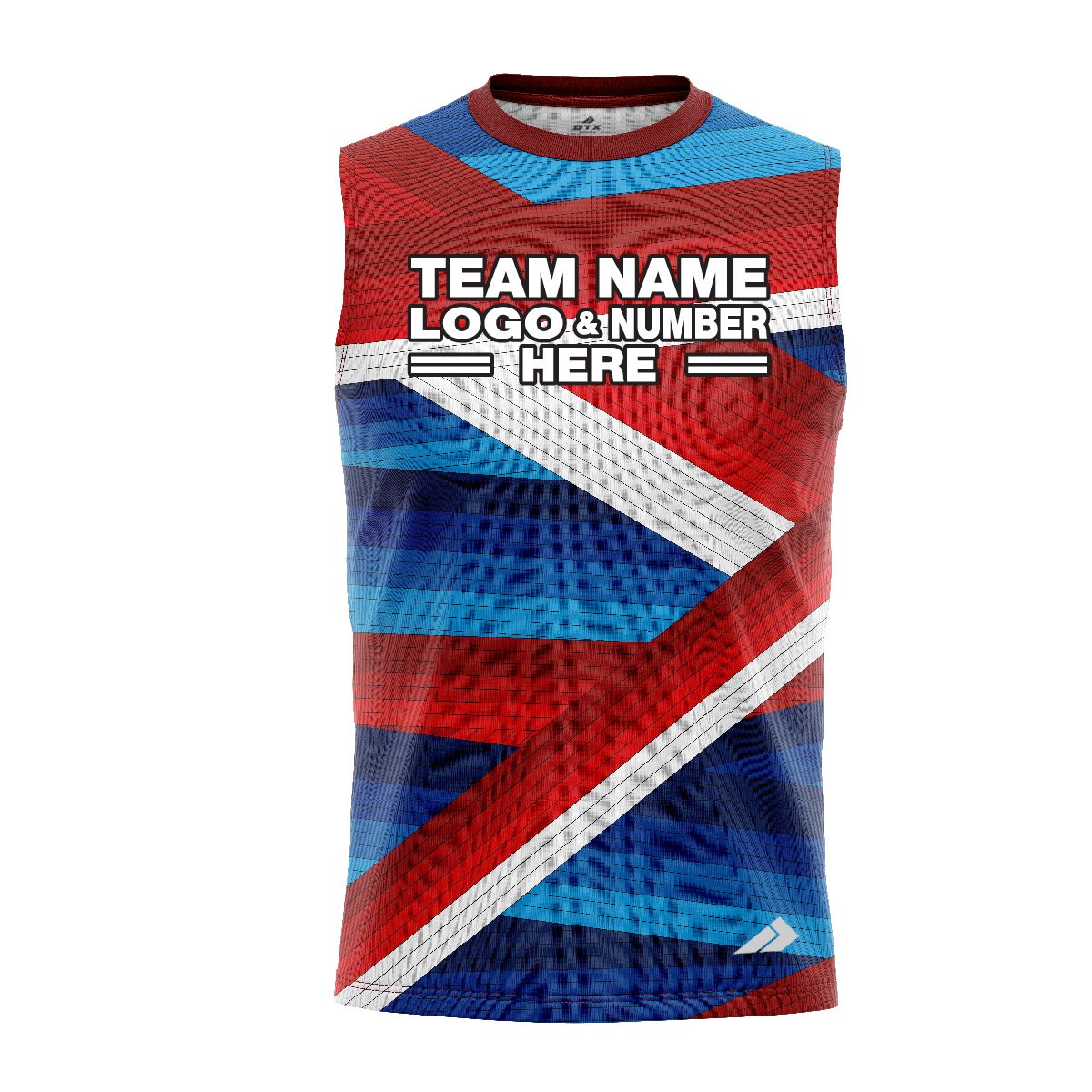 Custom Fully Sublimated Wrapped Lines Pattern Blue Red Performance Sleeveless 13903