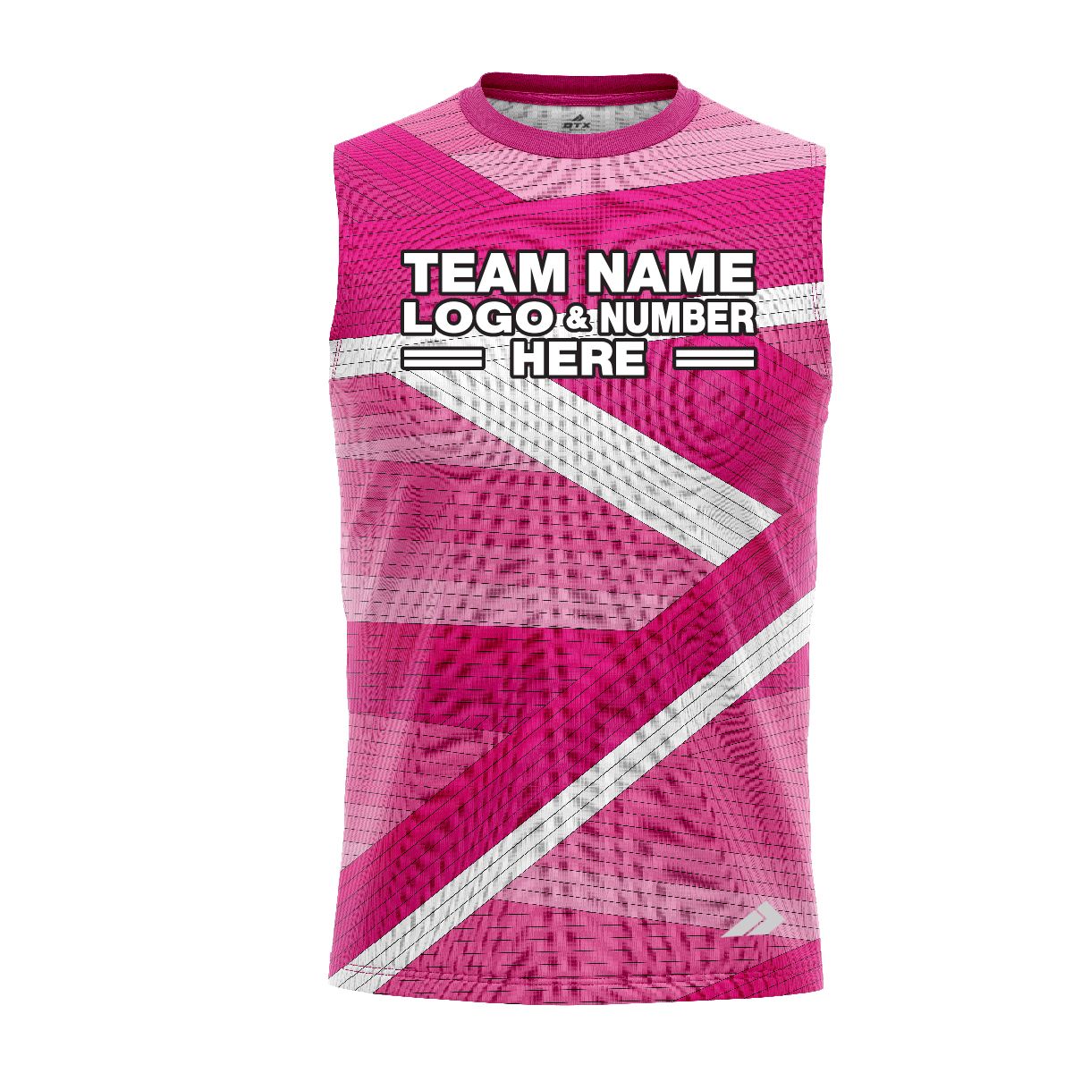 Custom Fully Sublimated Wrapped Lines Pattern Pink Performance Sleeveless 13911
