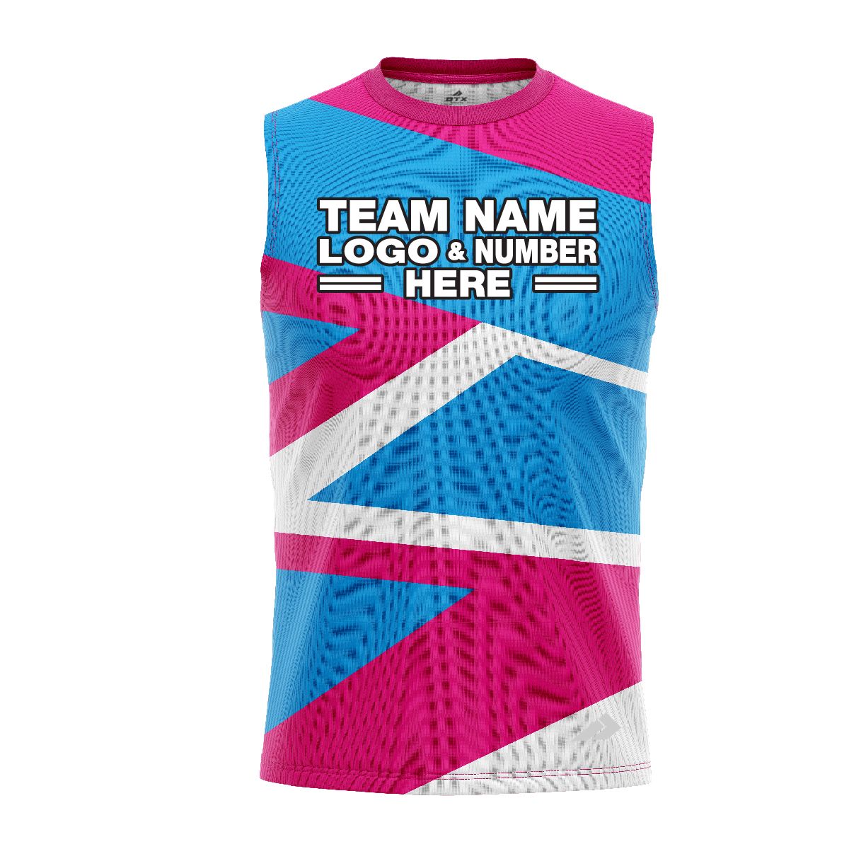 Custom Fully Sublimated Intricate Lines Pattern Pink SkyBlue Performance Sleeveless 13923