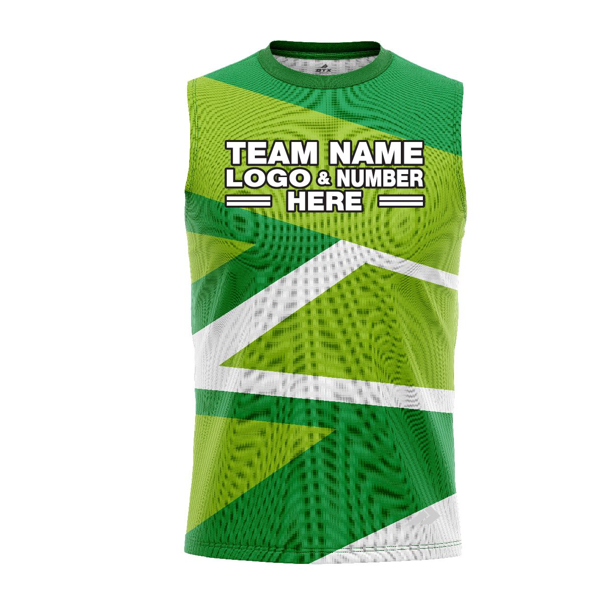 Custom Fully Sublimated Intricate Lines Pattern Green White Performance Sleeveless 13919