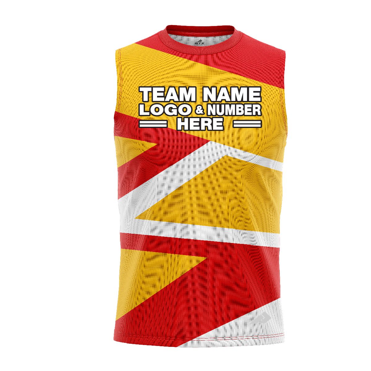 Custom Fully Sublimated Intricate Lines Pattern Yellow Red Performance Sleeveless 13927