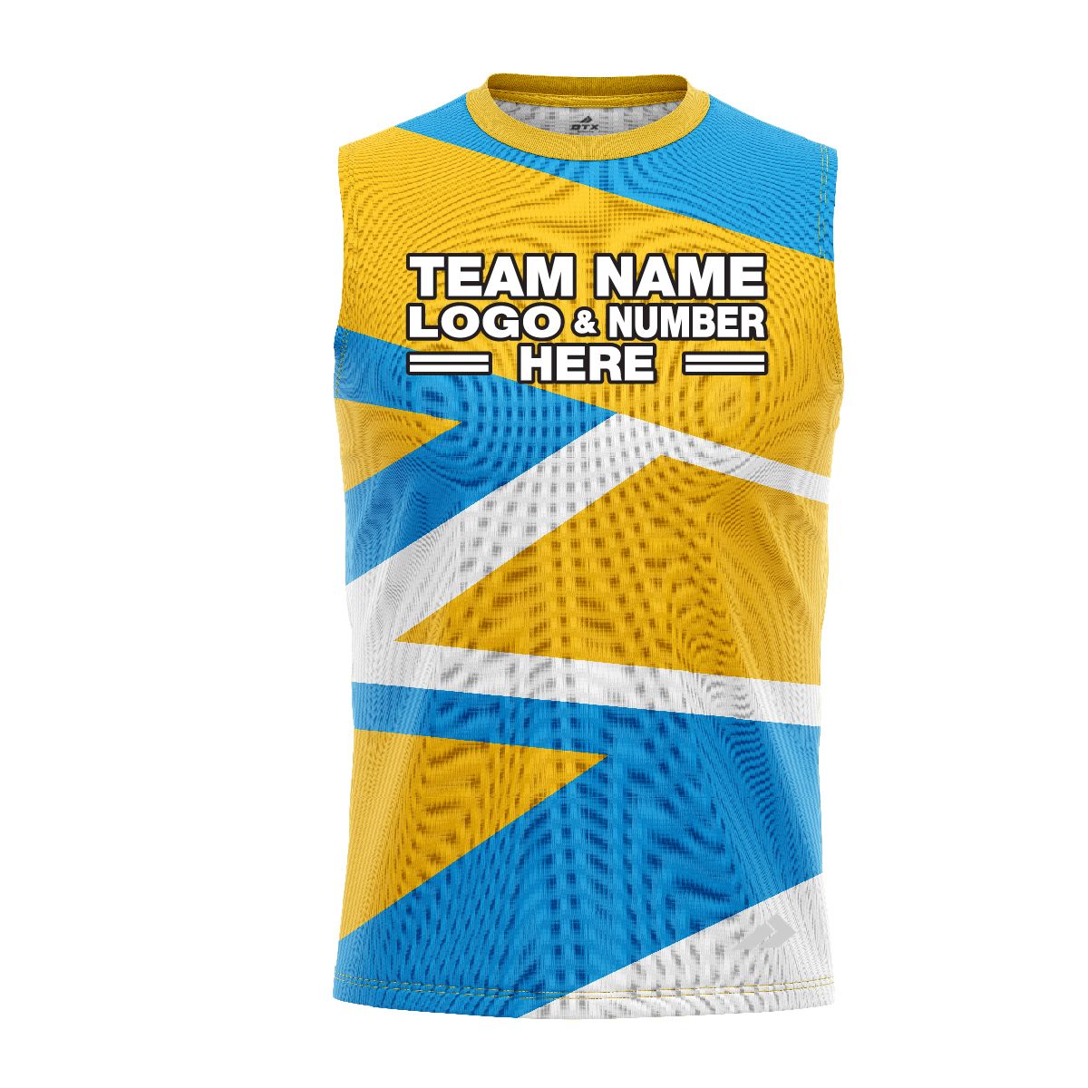 Custom Fully Sublimated Intricate Lines Pattern Yellow SkyBlue Performance Sleeveless 13931
