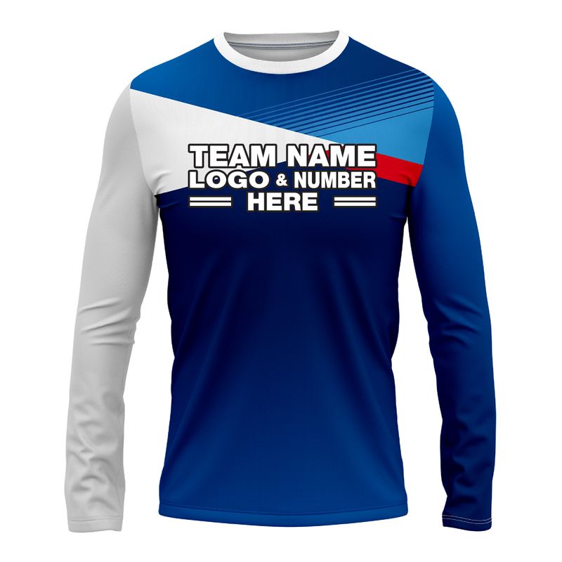 Custom Fully Sublimated Basic Pattern Blue Performance Long Sleeves 13947