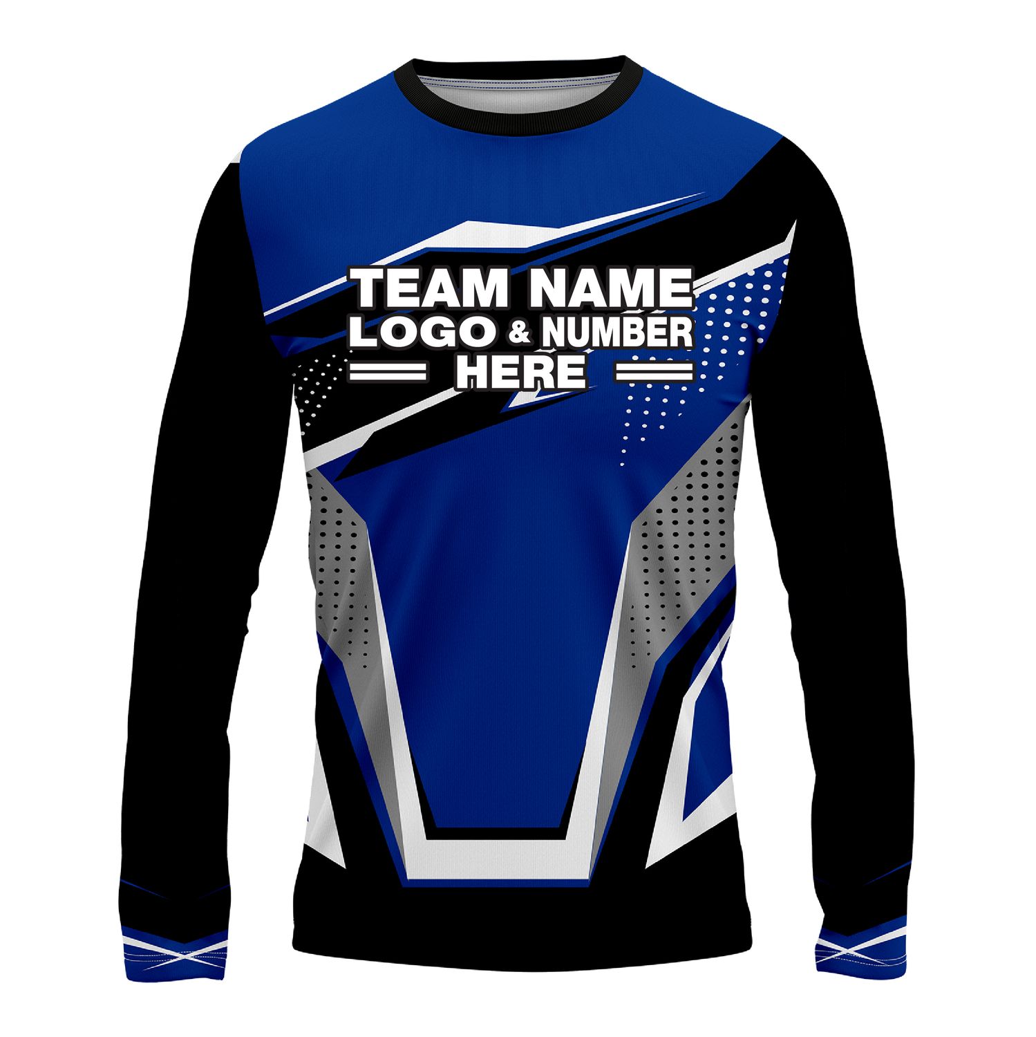 Custom Fully Sublimated BMX Freestyle Pattern Blue Black White Performance Long Sleeves 13959
