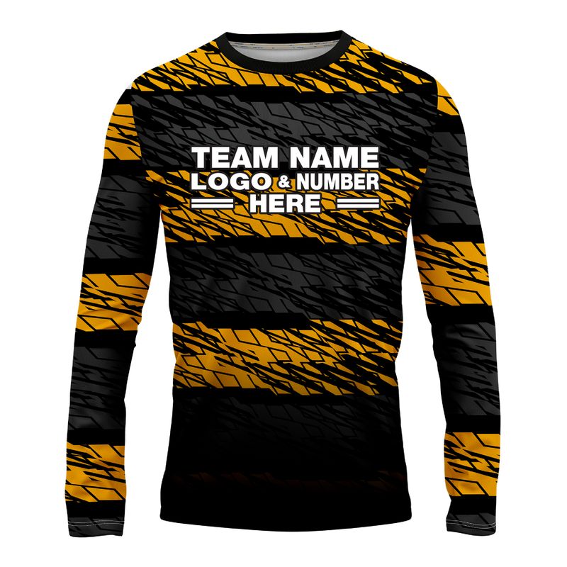 Custom Fully Sublimated BMX Abstract Pattern Black Yellow Performance Long Sleeves 13975