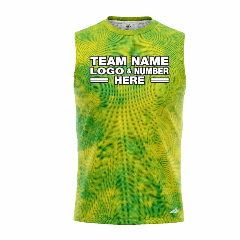 Custom Fully Sublimated Basic Tie Dye Pattern Green Performance Sleeveless 13987
