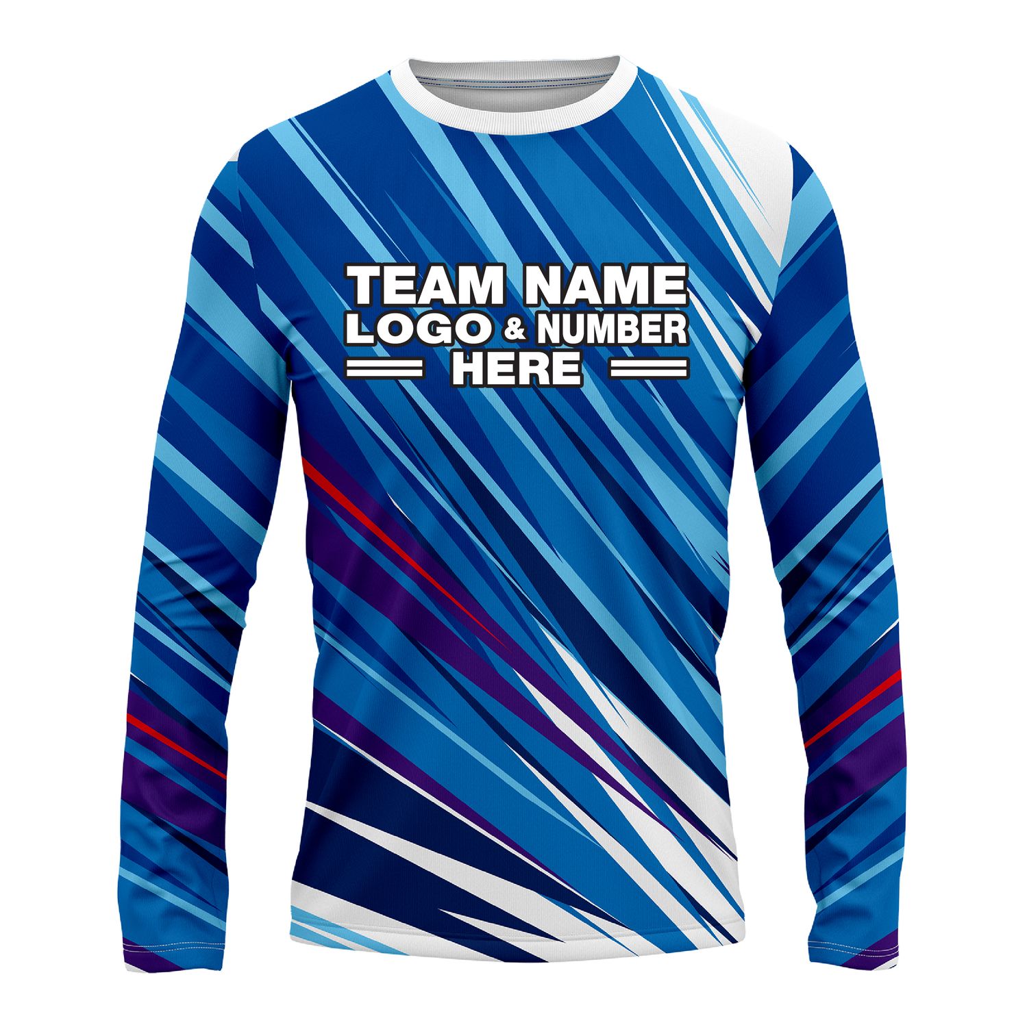 Custom Fully Sublimated Spikes Pattern Blue Performance Long Sleeves 13991