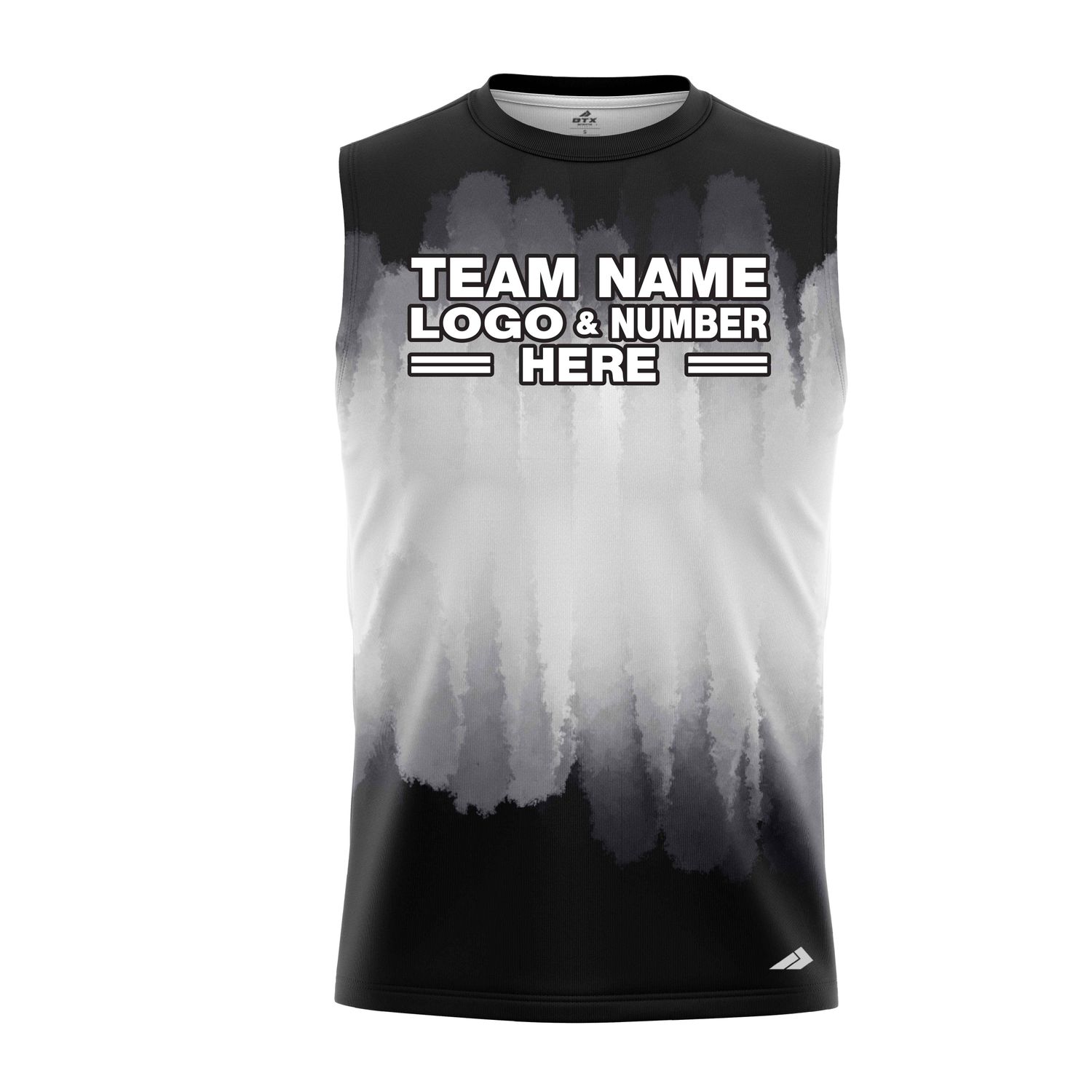 Custom Fully Sublimated Brushed Tie Dye Pattern Black White Performance Sleeveless 14007