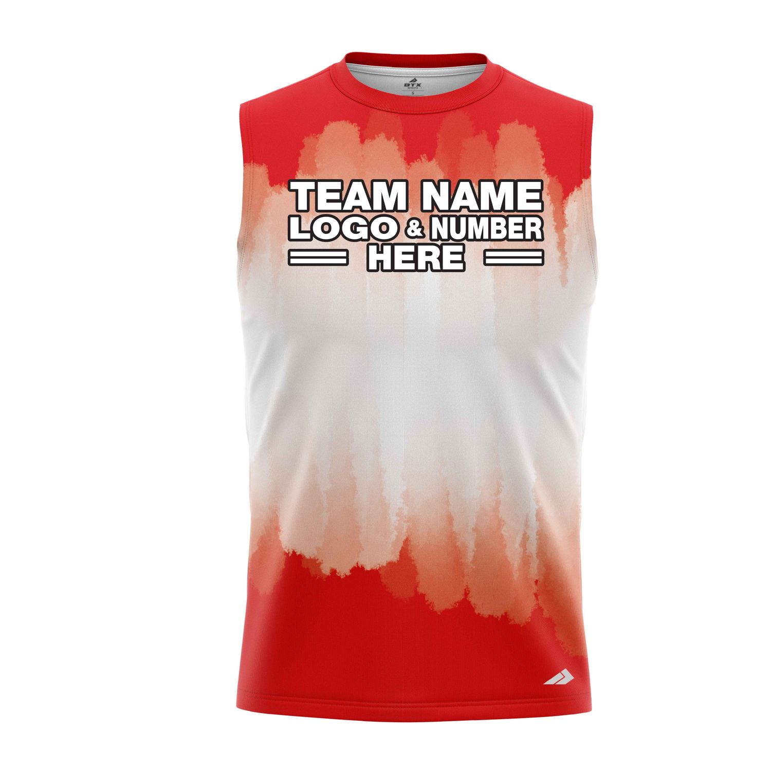 Custom Fully Sublimated Brushed Tie Dye Pattern Red White Performance Sleeveless 14011