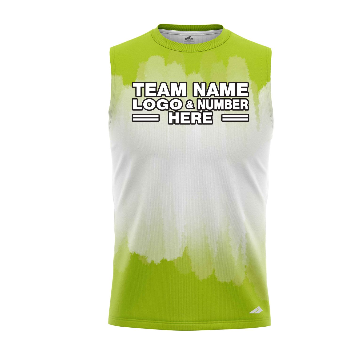 Custom Fully Sublimated Brushed Tie Dye Pattern Green White Performance Sleeveless 14019