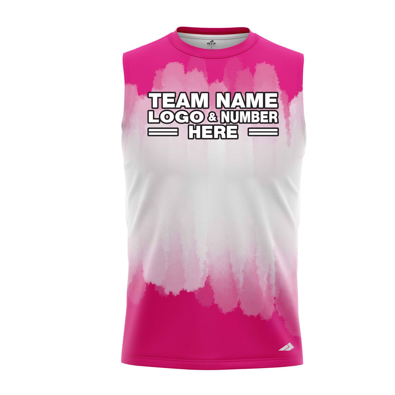 Custom Fully Sublimated Brushed Tie Dye Pattern Pink White Performance Sleeveless 14023