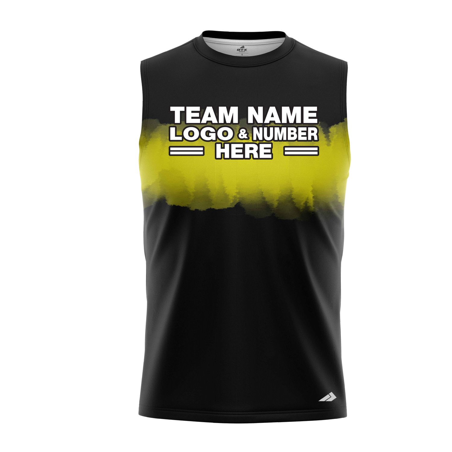 Custom Fully Sublimated Shaded Tie Dye Pattern Black Yellow Performance Sleeveless 14027