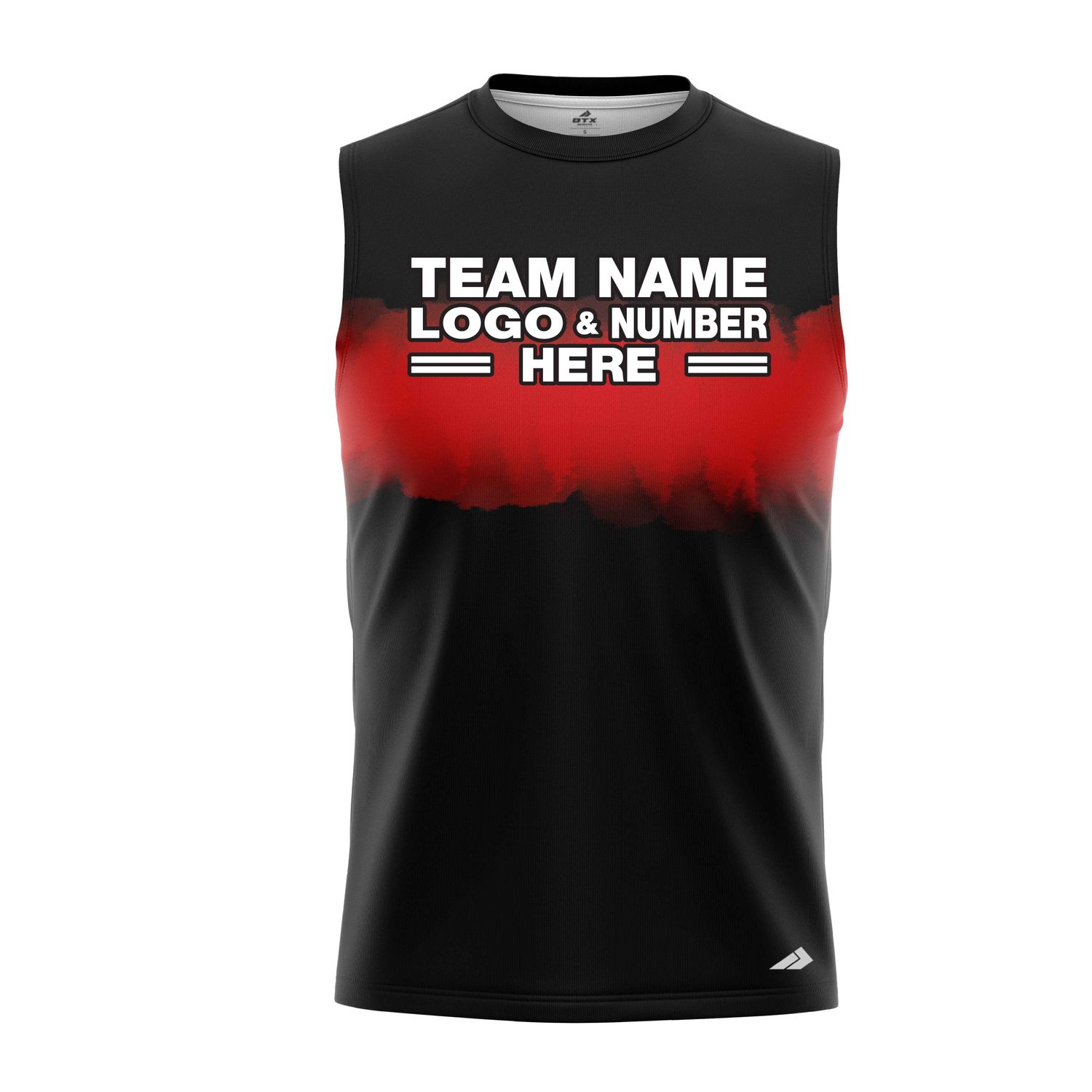 Custom Fully Sublimated Shaded Tie Dye Pattern Black Red Performance Sleeveless 14031