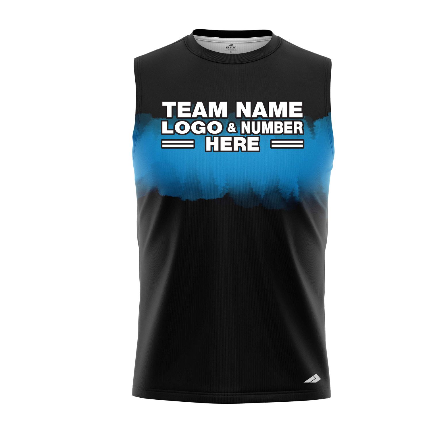 Custom Fully Sublimated Shaded Tie Dye Pattern Black Blue Performance Sleeveless 14035
