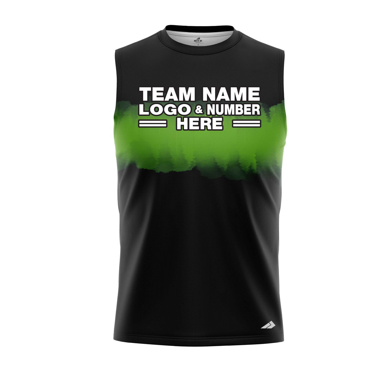 Custom Fully Sublimated Shaded Tie Dye Pattern Black Green Performance Sleeveless 14039