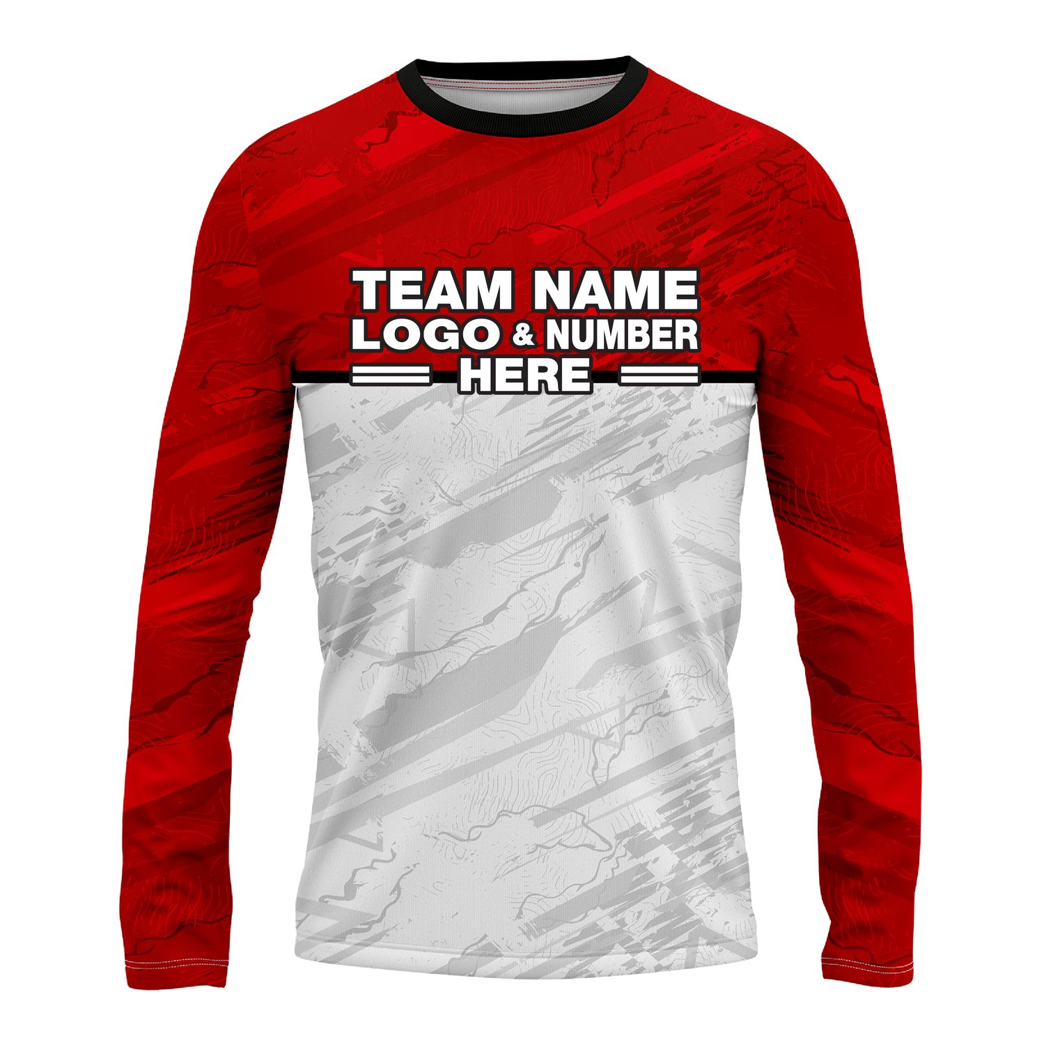 Custom Fully Sublimated PowerPace Pattern Red White Performance Long Sleeves 14043