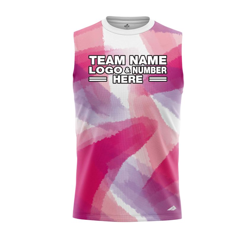 Custom Fully Sublimated Blurred Blobs Tie Dye Pattern Pink Performance Sleeveless 14071