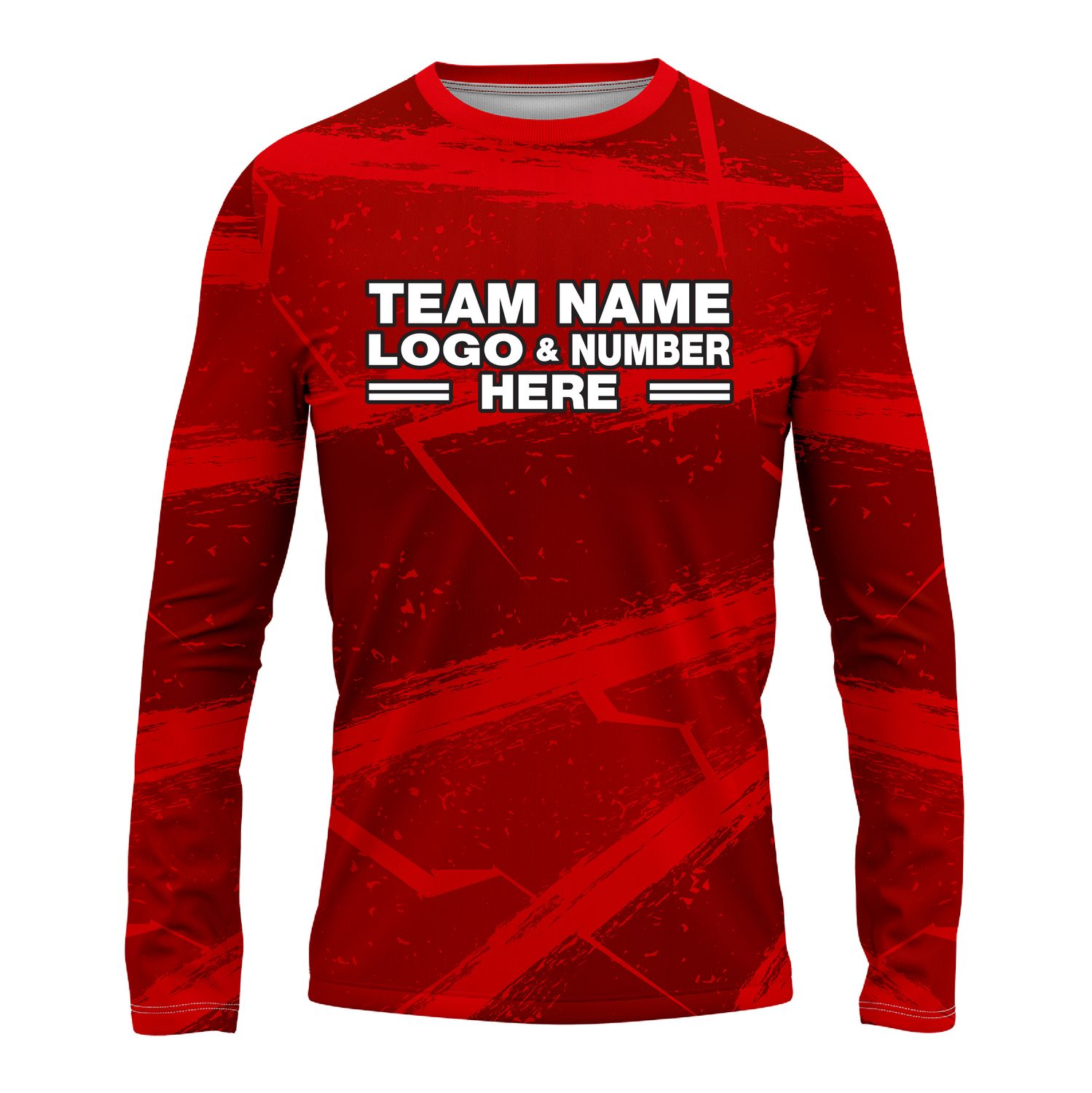 Custom Fully Sublimated Basic Pattern Red Performance Long Sleeves 14055