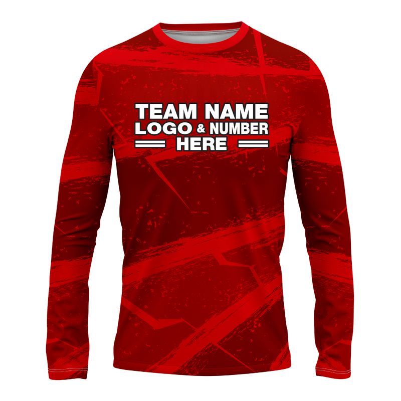 Custom Fully Sublimated Basic Pattern Red Performance Long Sleeves 14055