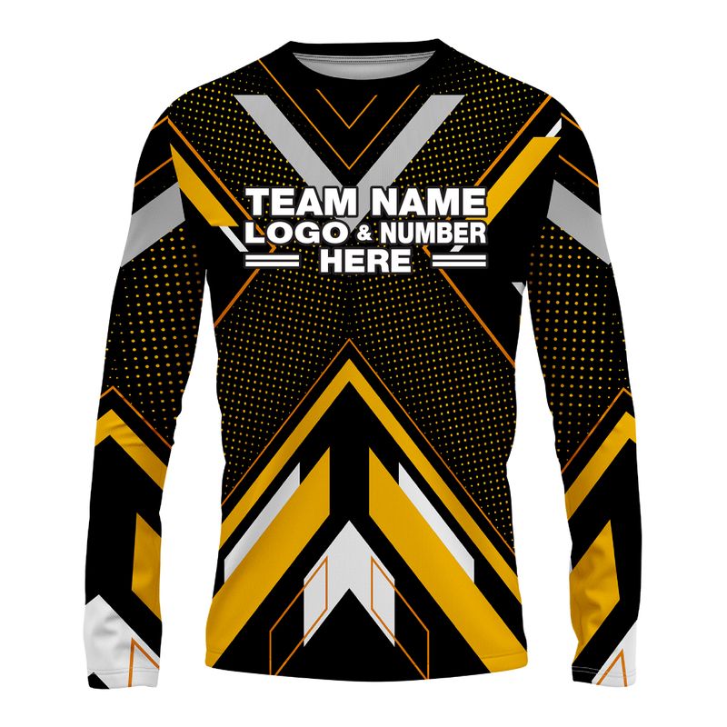 Custom Fully Sublimated ATV QuadQuest Pattern Black Yellow Performance Long Sleeves 14087