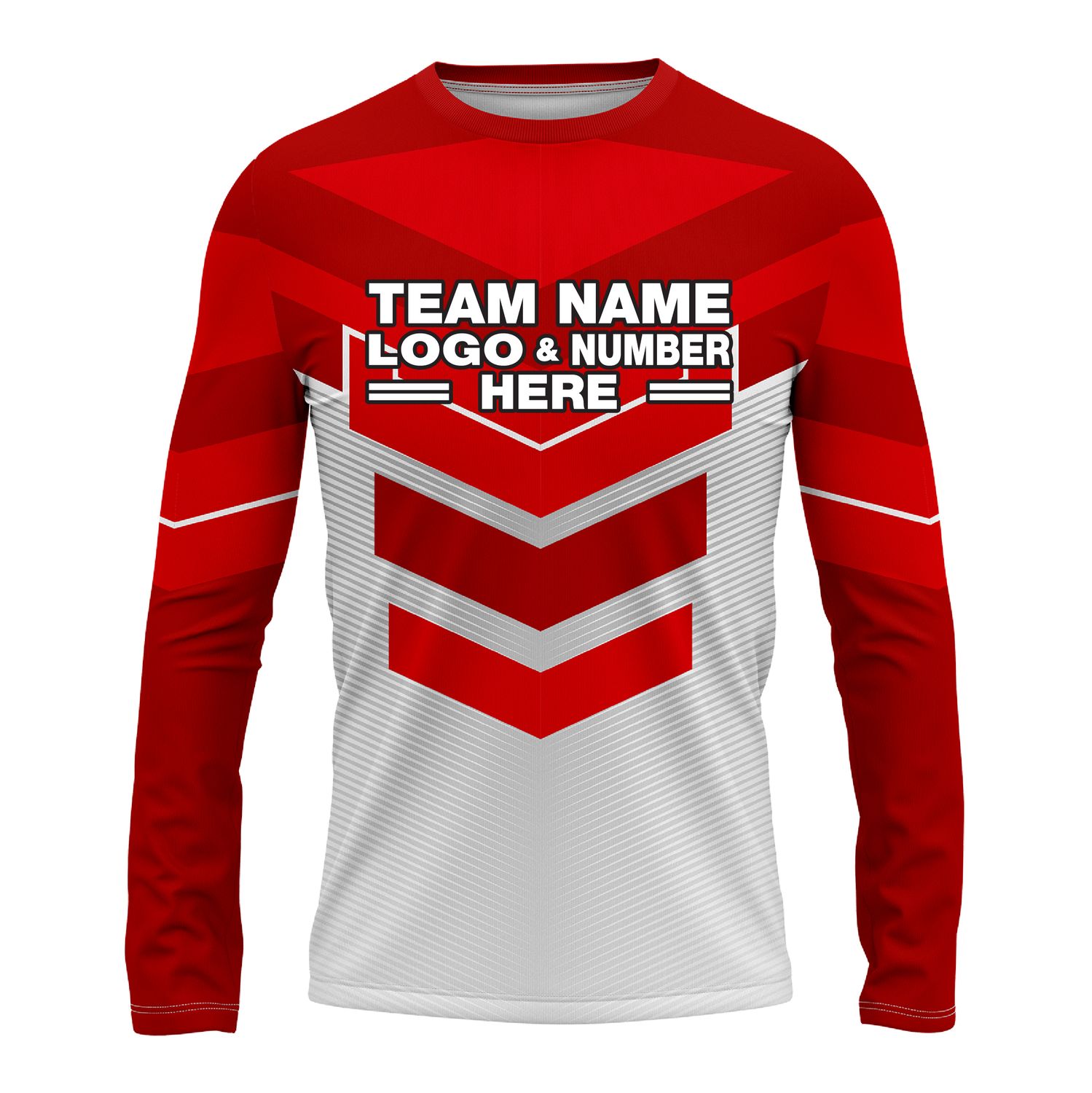 Custom Fully Sublimated BMX Ramp Pattern Red White Performance Long Sleeves 14111