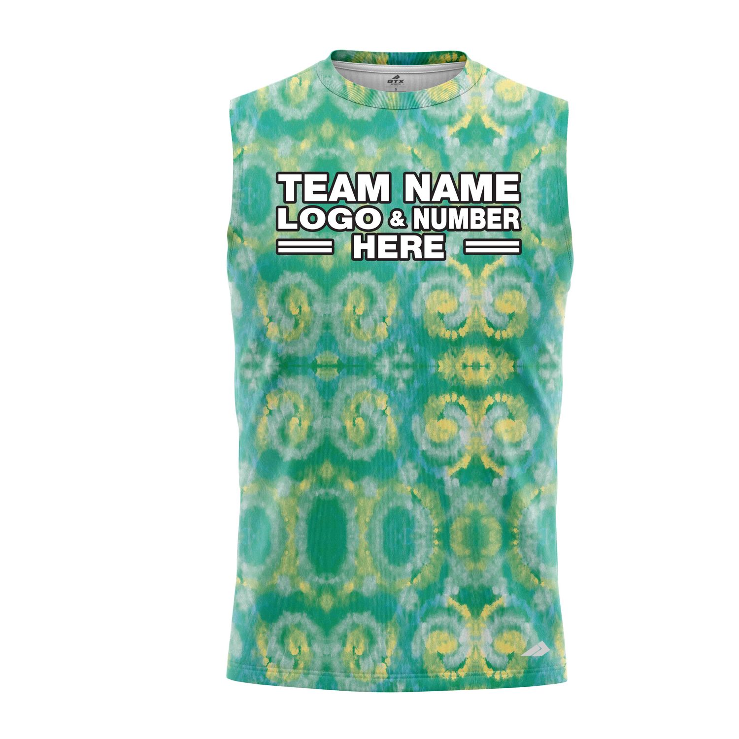 Custom Fully Sublimated Casual Tie Dye Pattern Green Performance Sleeveless 14171