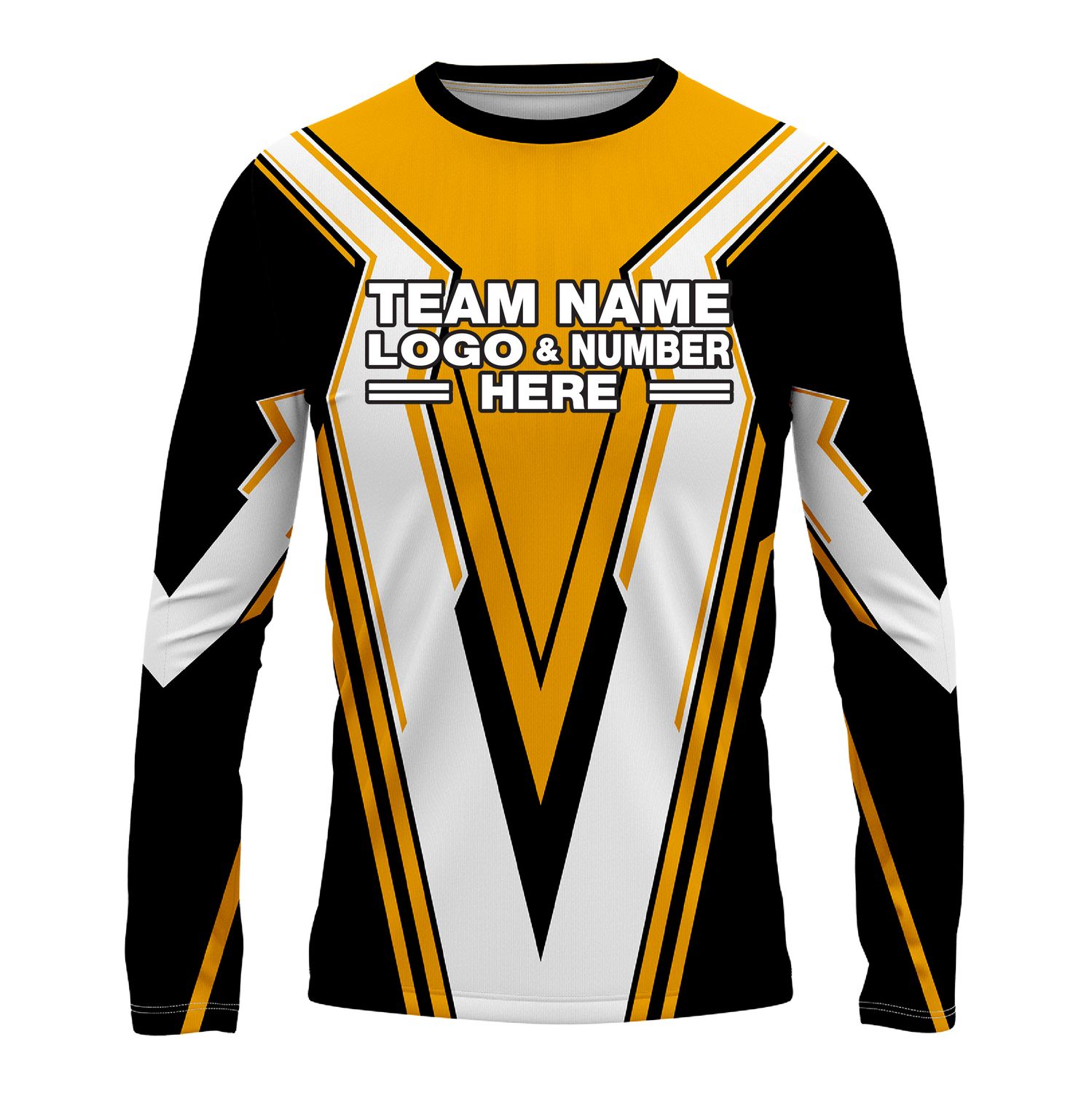 Custom Fully Sublimated BMX Extreme Pattern Black White Yellow Performance Long Sleeves 14159