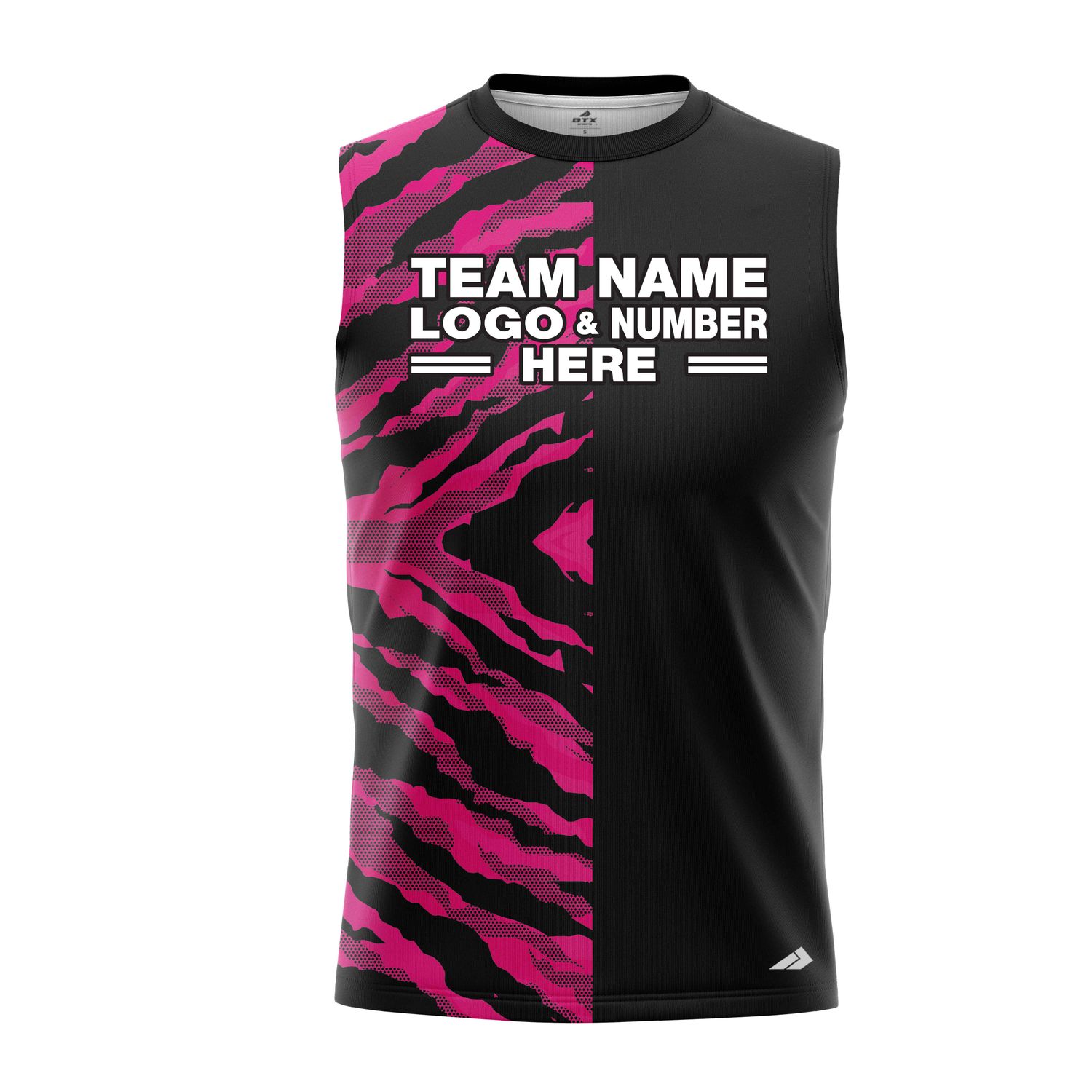 Custom Fully Sublimated Half Tie Dye Pattern Pink Performance Sleeveless 14183