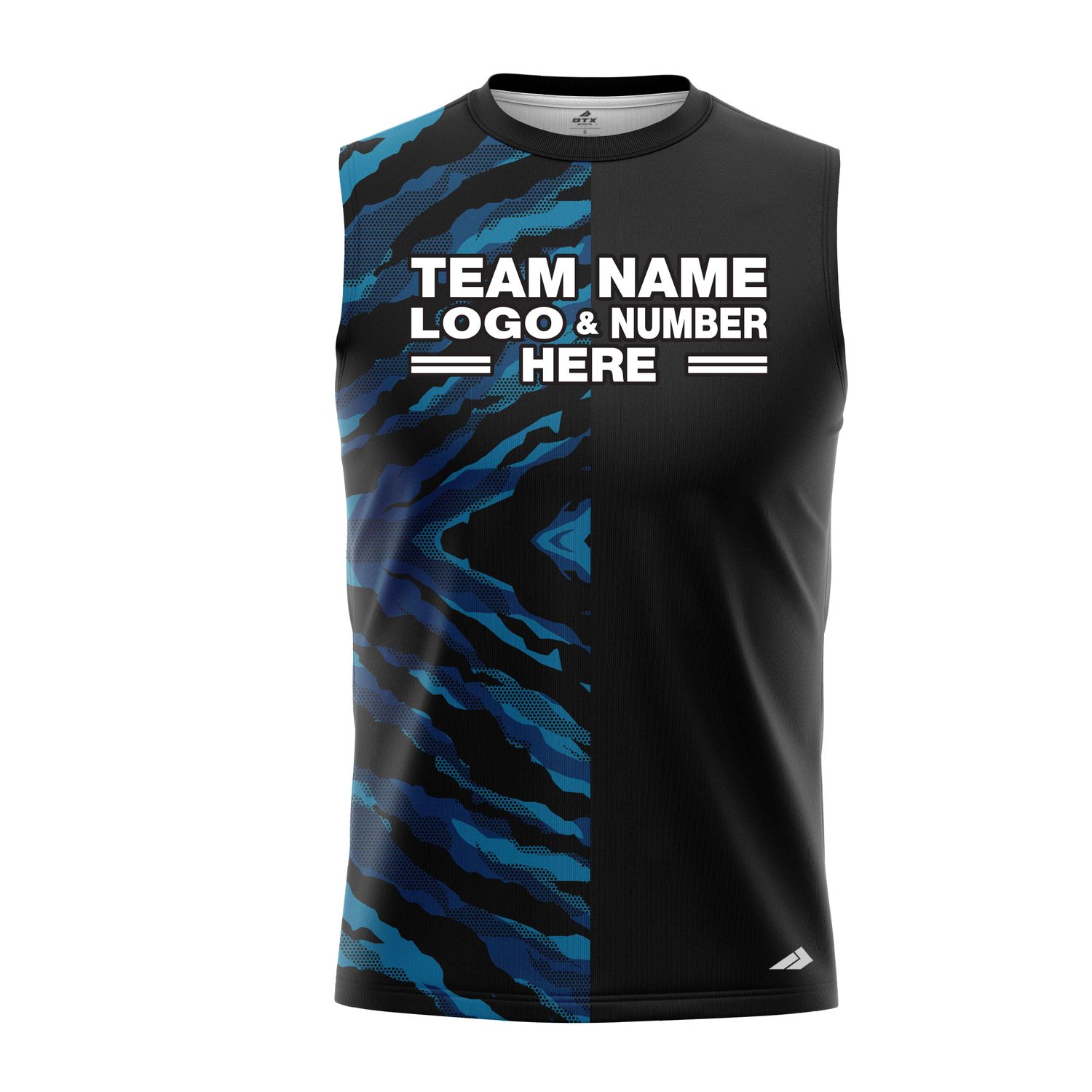 Custom Fully Sublimated Half Tie Dye Pattern Blue Performance Sleeveless 14195
