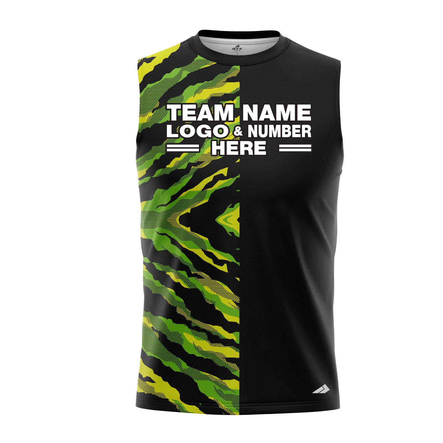Custom Fully Sublimated Half Tie Dye Pattern Green Performance Sleeveless 14199