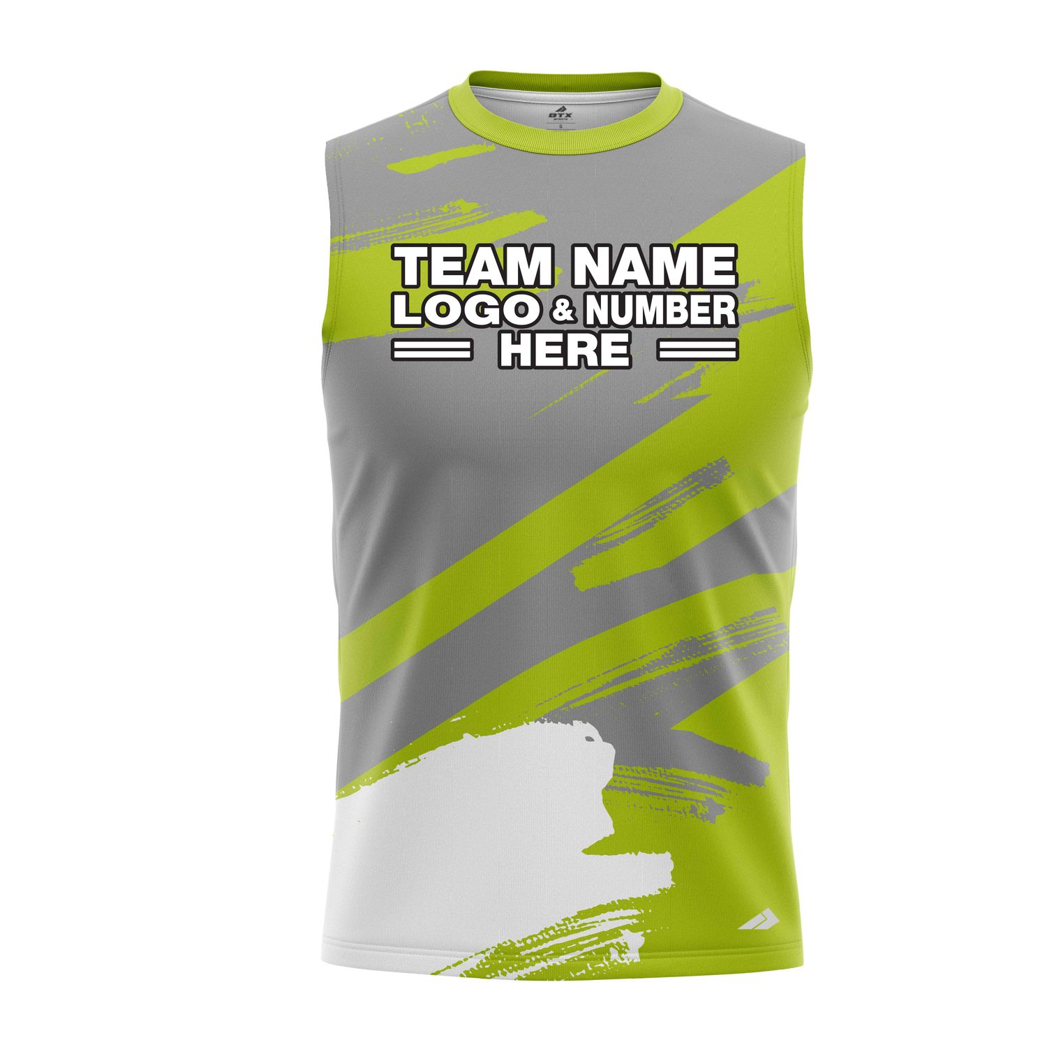 Custom Fully Sublimated Paint Brush Tie Dye Pattern Gray Green Performance Sleeveless 14215