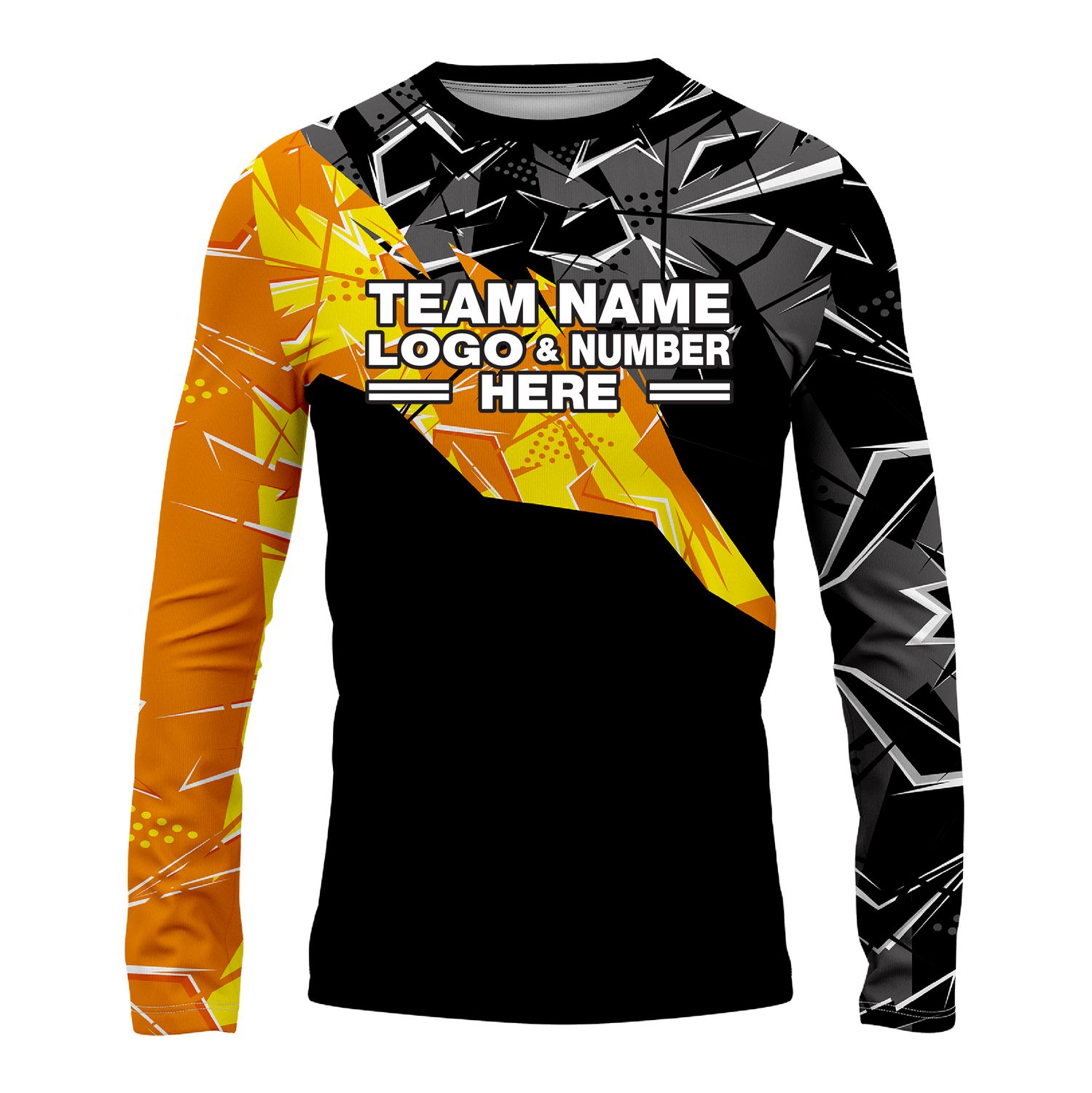 Custom Fully Sublimated Digital Concrete Pattern Black Yellow Performance Long Sleeves 14231